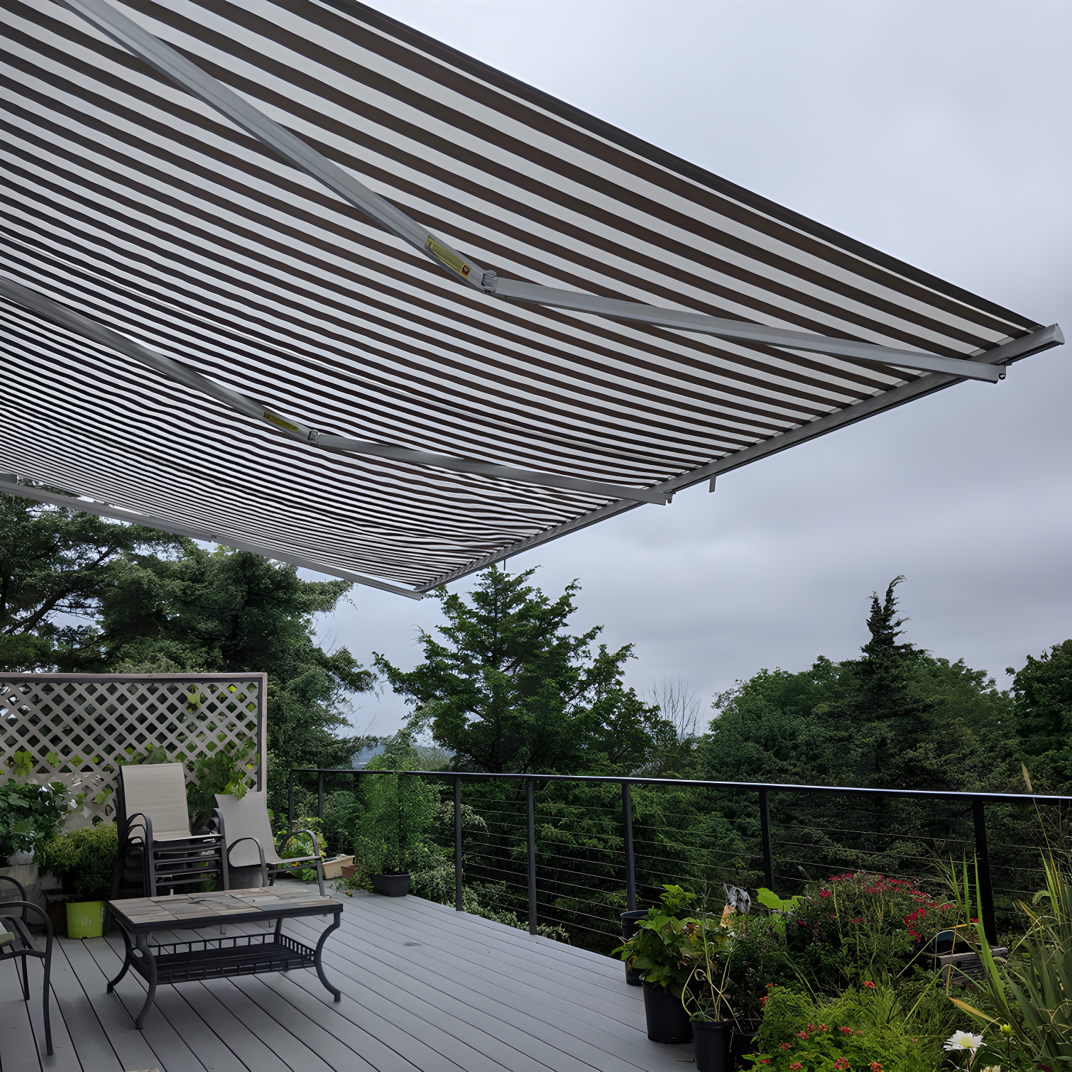 Motorized Retractable White Frame Patio Awning