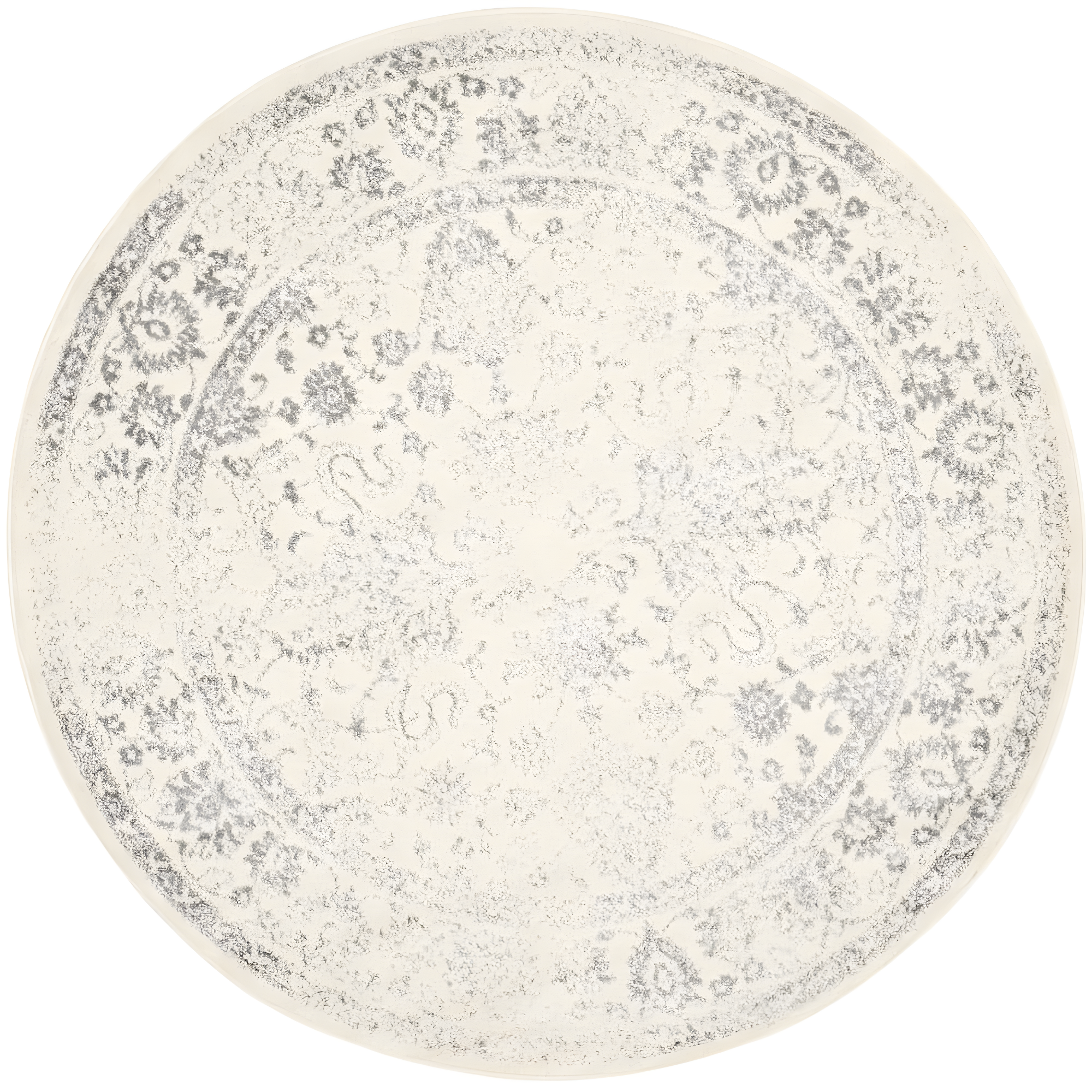 Adirondack ADR109 Machine Made Indoor Accent Rug - Ivory/Silver - 3' Round - Safavieh