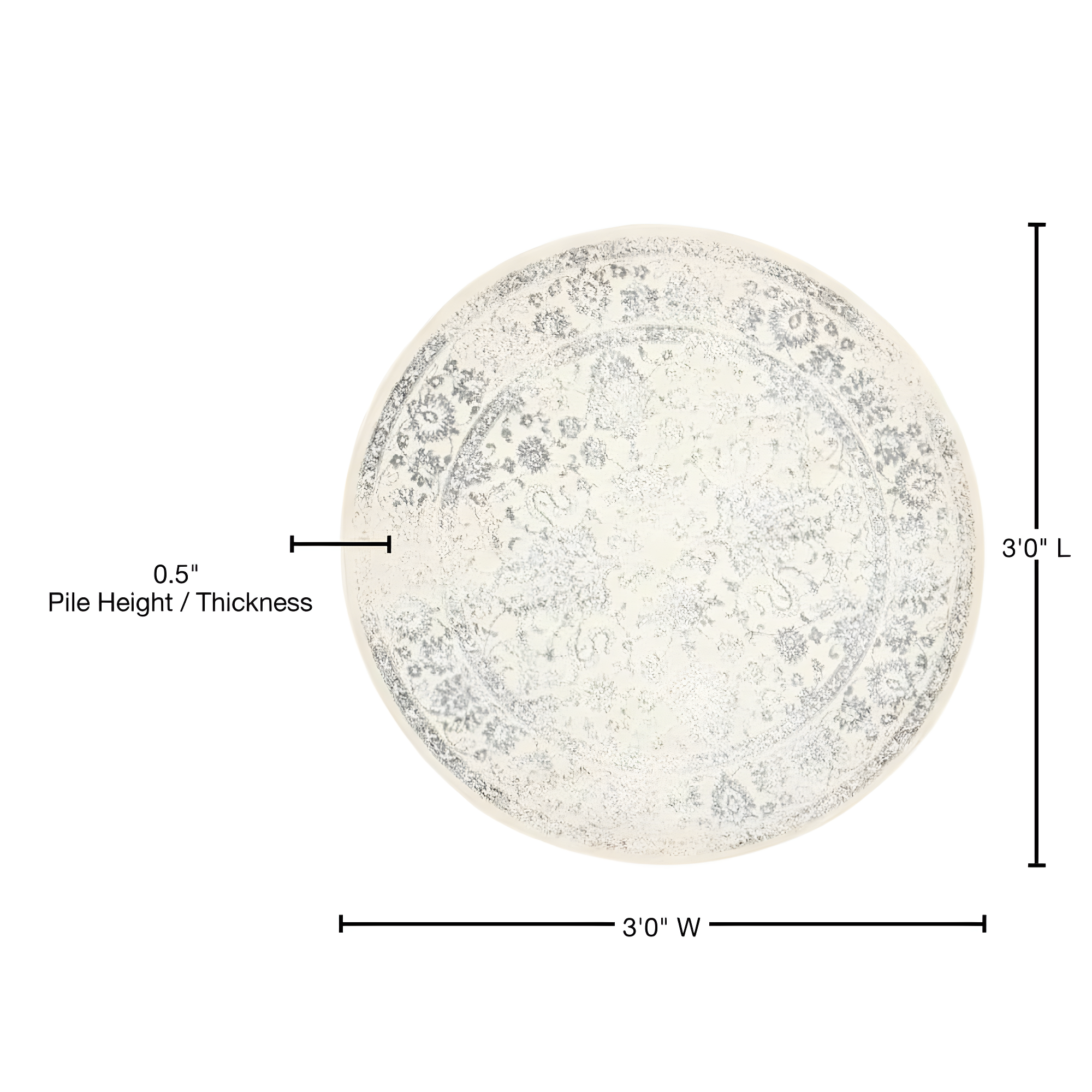 Adirondack ADR109 Machine Made Indoor Accent Rug - Ivory/Silver - 3' Round - Safavieh