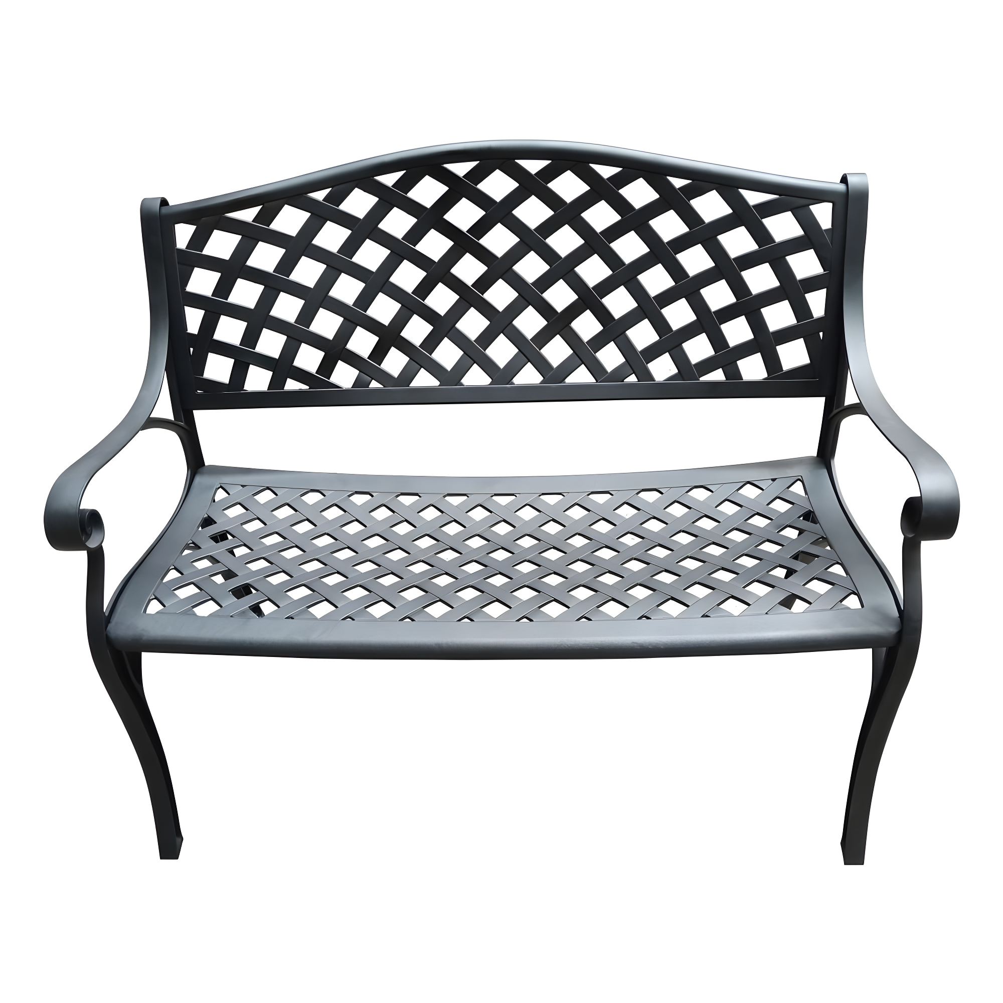 Modern Aluminum Patio Bench - Black - Oakland Living: Weather-Resistant, UV-Protected, Mold-Resistant
