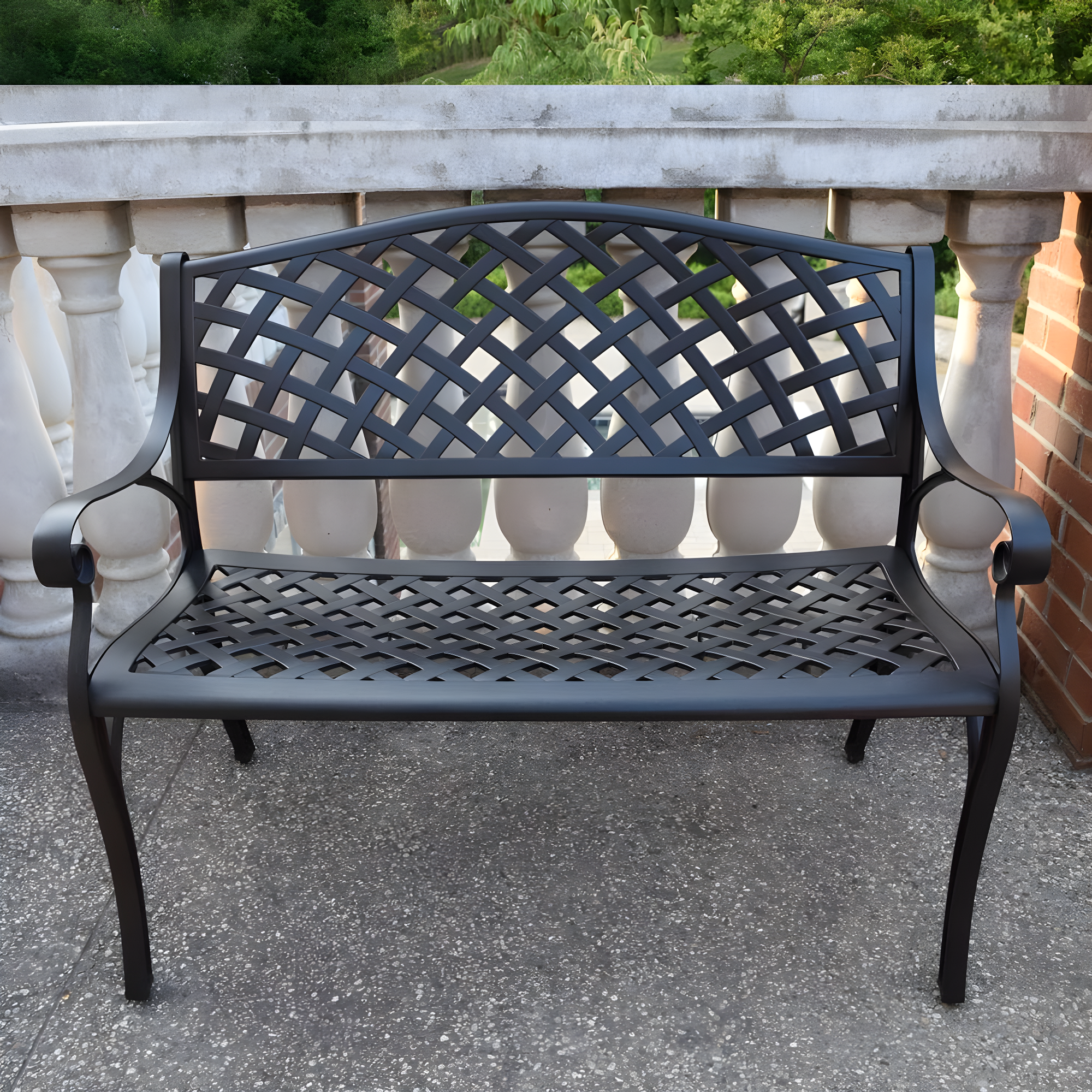 Modern Aluminum Patio Bench - Black - Oakland Living: Weather-Resistant, UV-Protected, Mold-Resistant