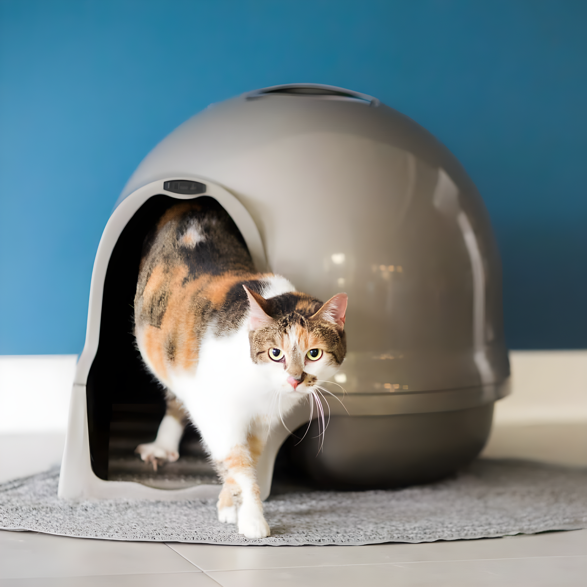 Petmate Booda Dome Clean Step Plastic Enclosed Cat Litter Box with Steps, 95 % Recycled, Titanium