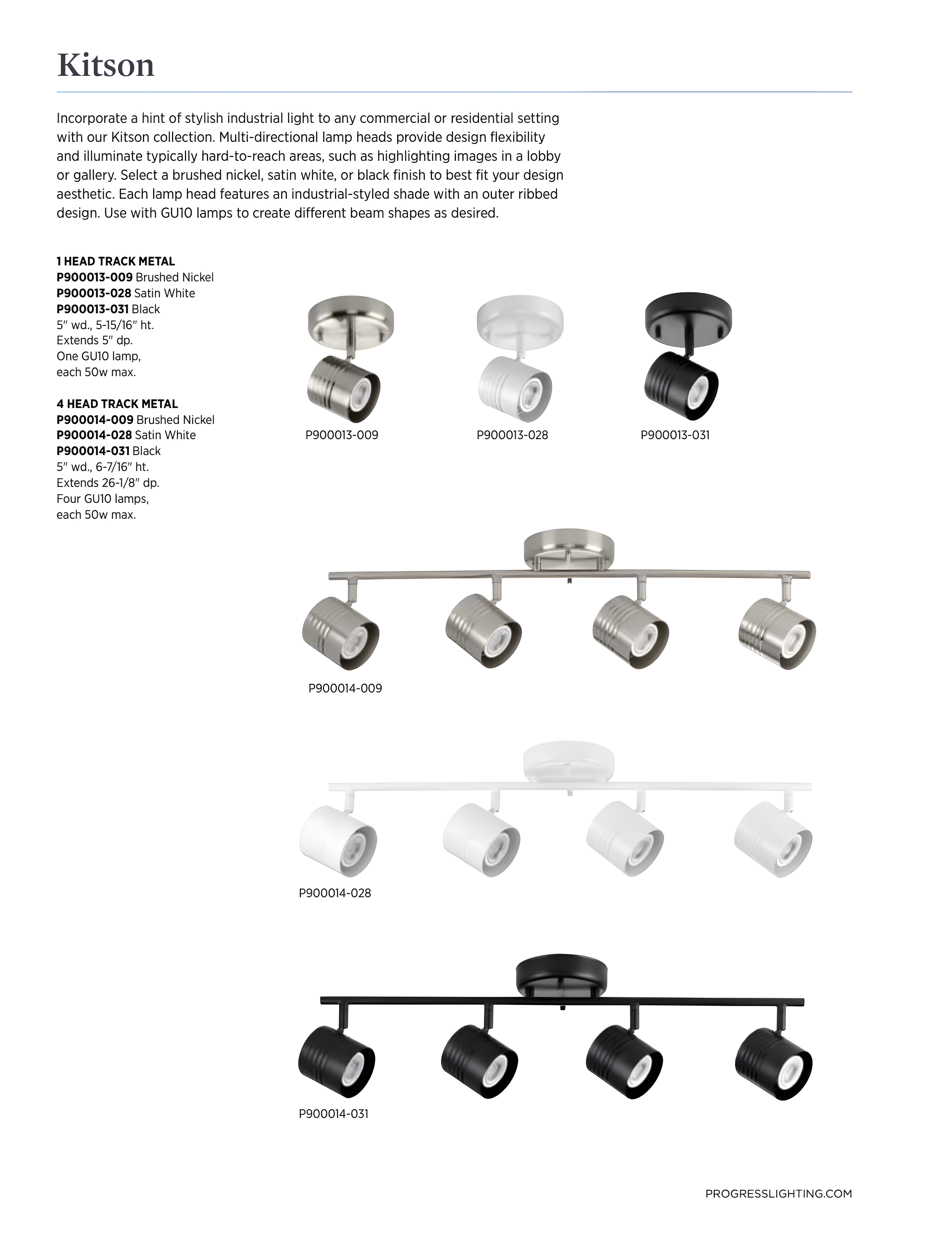 Progress Lighting P900013 Kitson 5" Wide Outdoor Semi-Flush Ceiling Fixture - Nickel