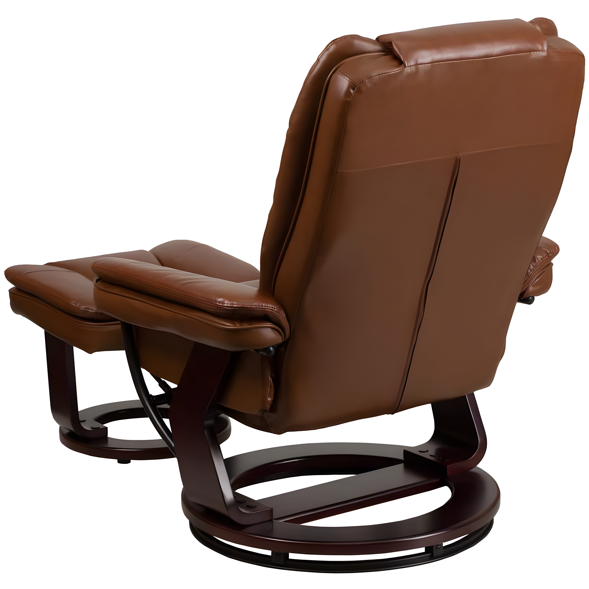 Bowery Hill Contemporary Leather Recliner in Vintage Brown Finish