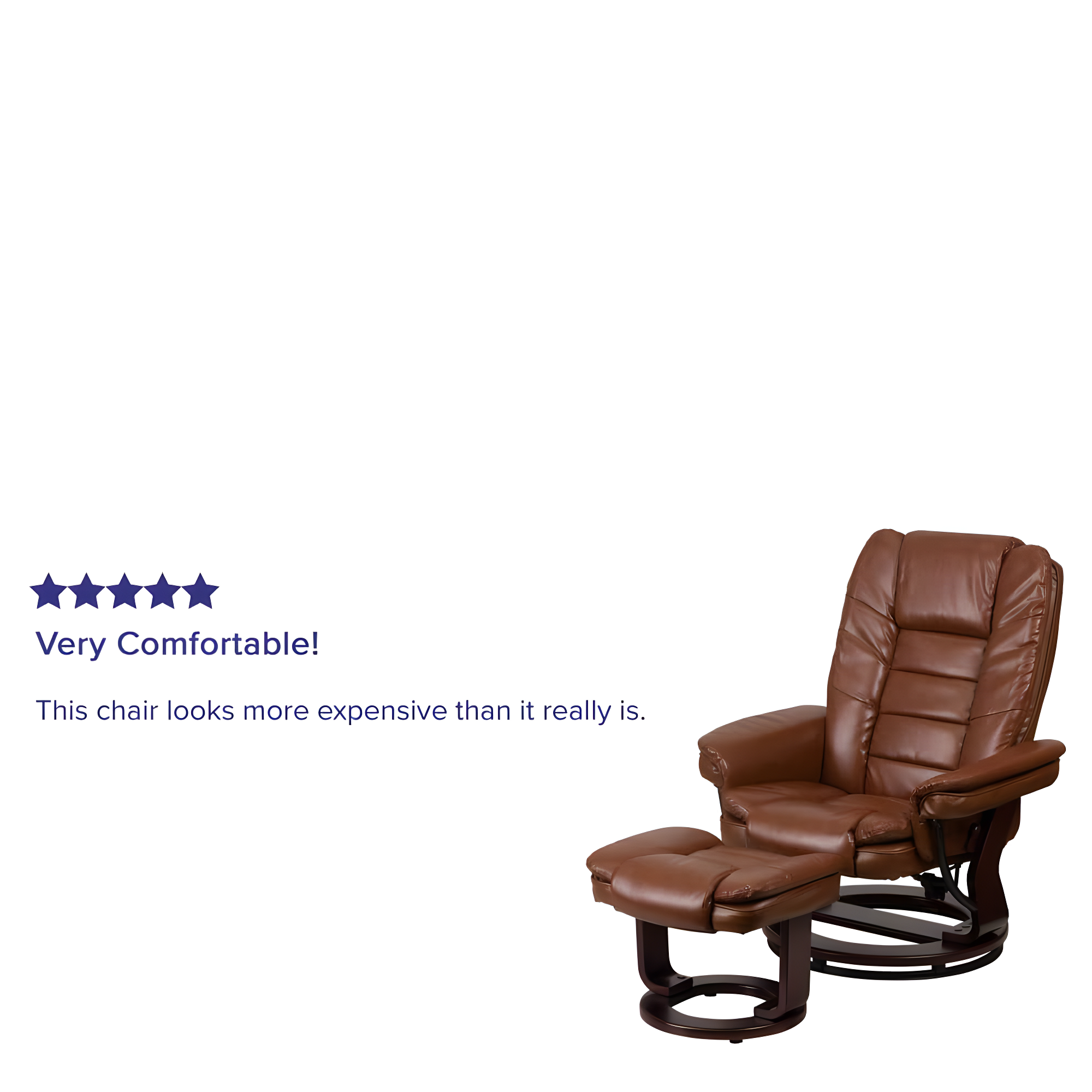 Bowery Hill Contemporary Leather Recliner in Vintage Brown Finish