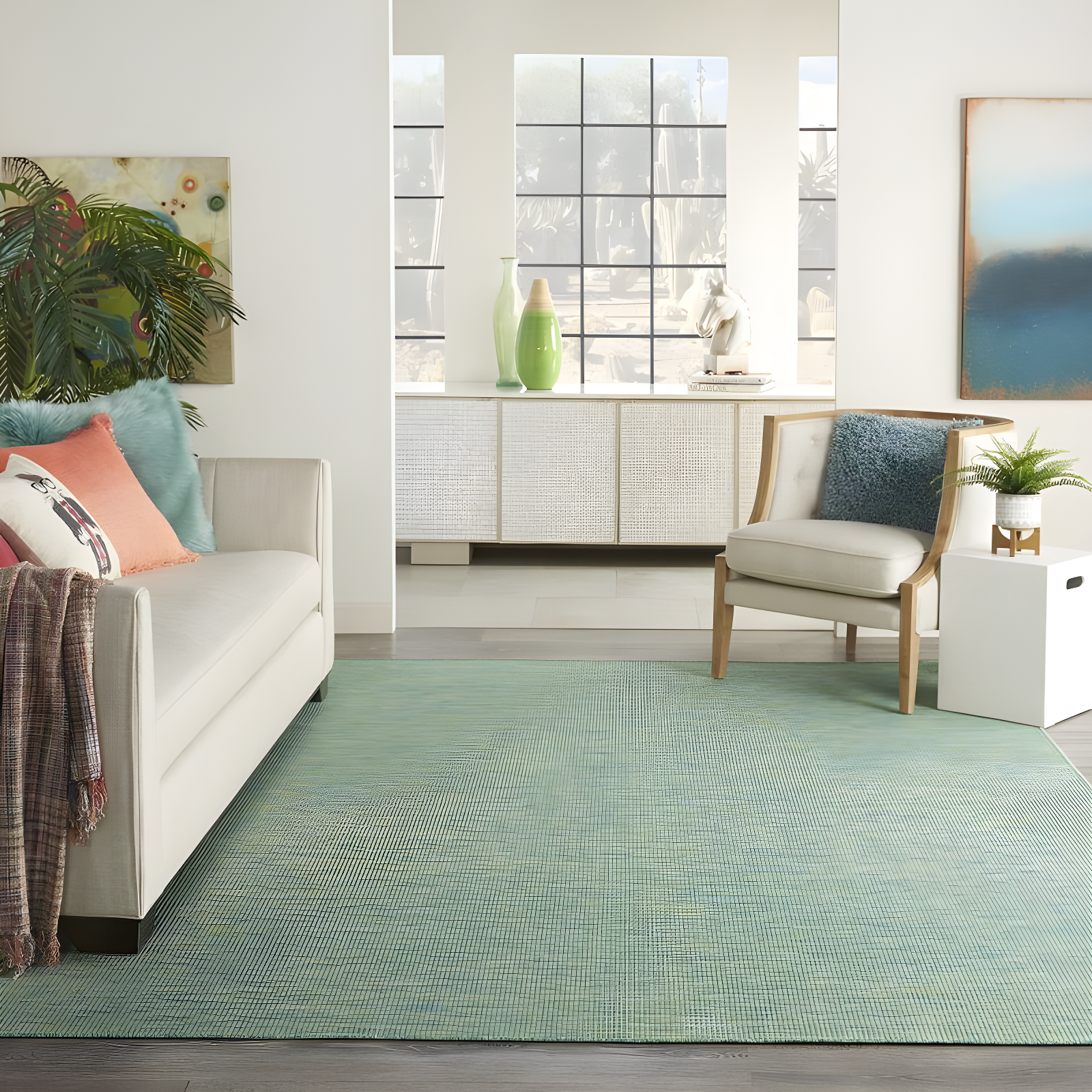 Nourison Positano POS01 Indoor/outdoor Area Rug - Blue/Green 8' x 10'