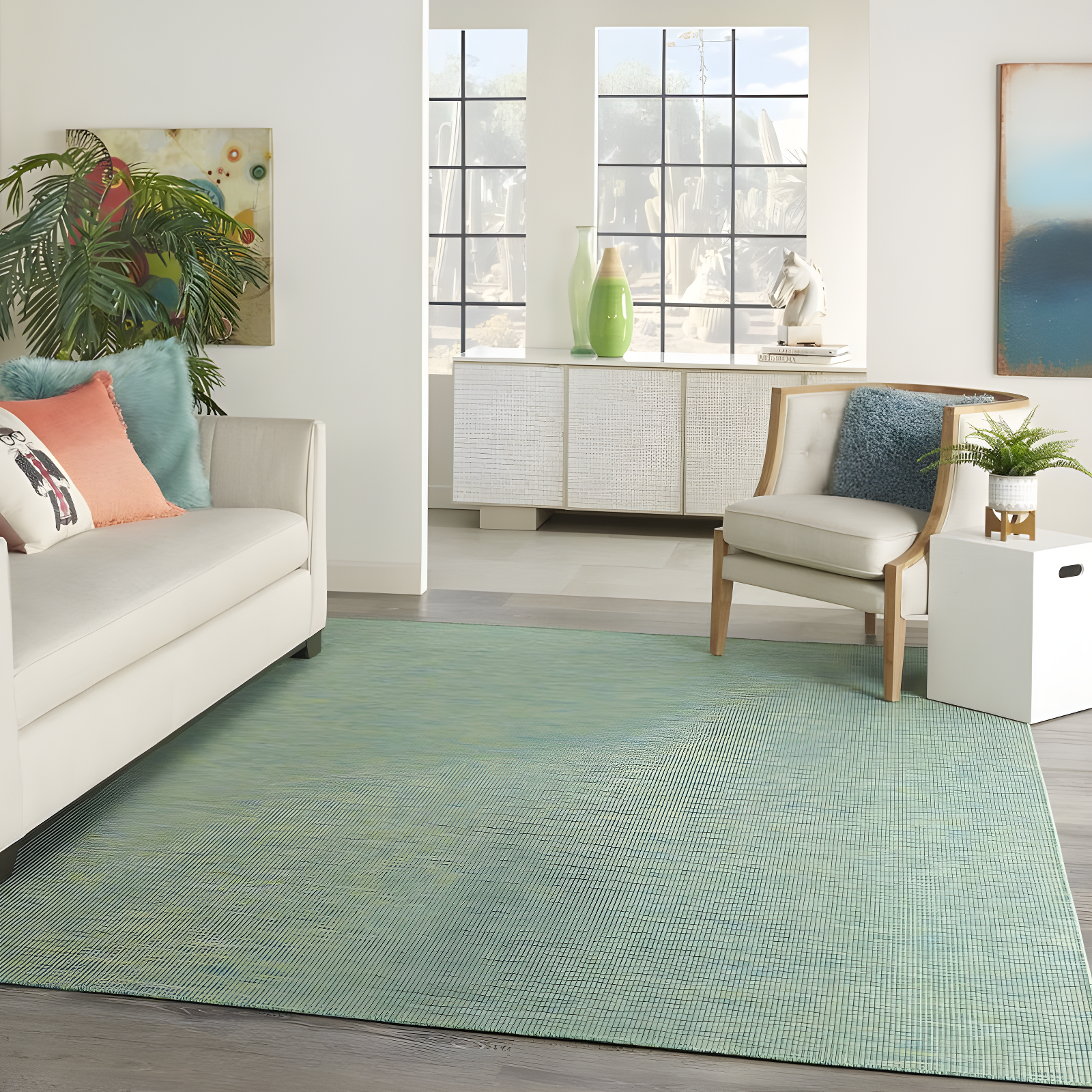 Nourison Positano POS01 Indoor/outdoor Area Rug - Blue/Green 8' x 10'