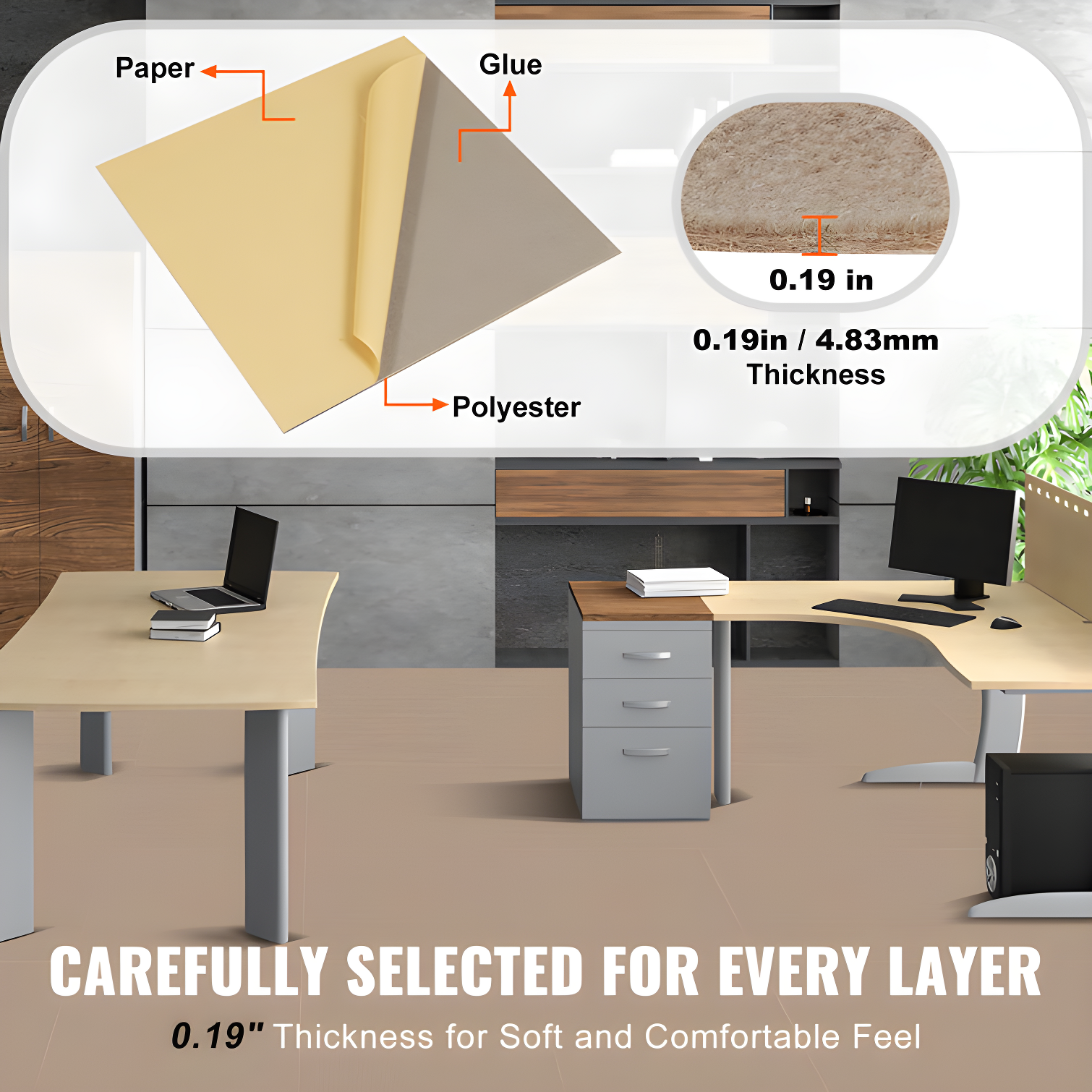 VEVOR 18'' W x 18'' L Level Cut And Loop Polyester Carpet Tile (Set of 10)