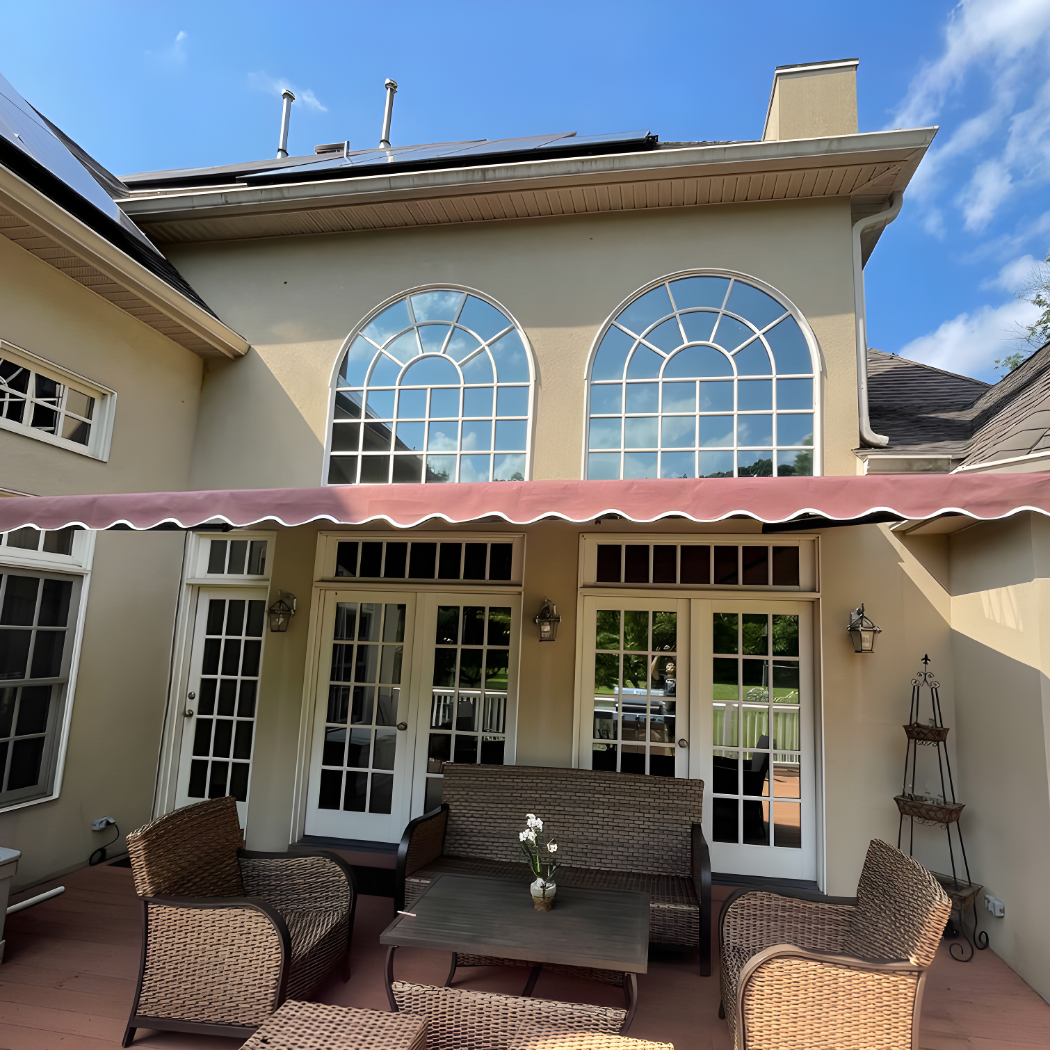 Semi-Cassette Patio Awning with LED Lights - Moroccan Collection