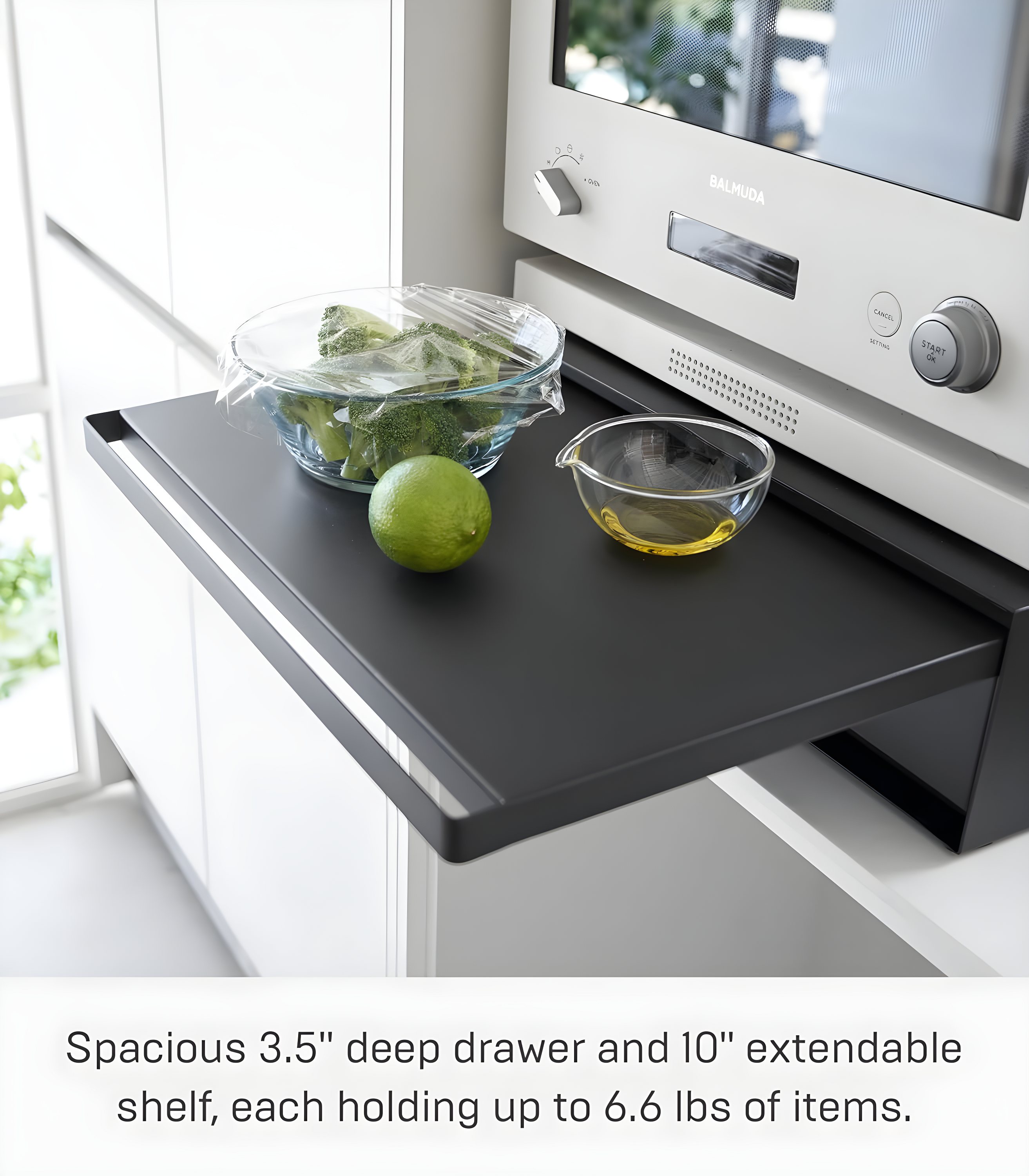 Yamazaki Home Yamazaki Home Countertop Drawer With Pull-Out Shelf, Steel, Holds 37 Lbs