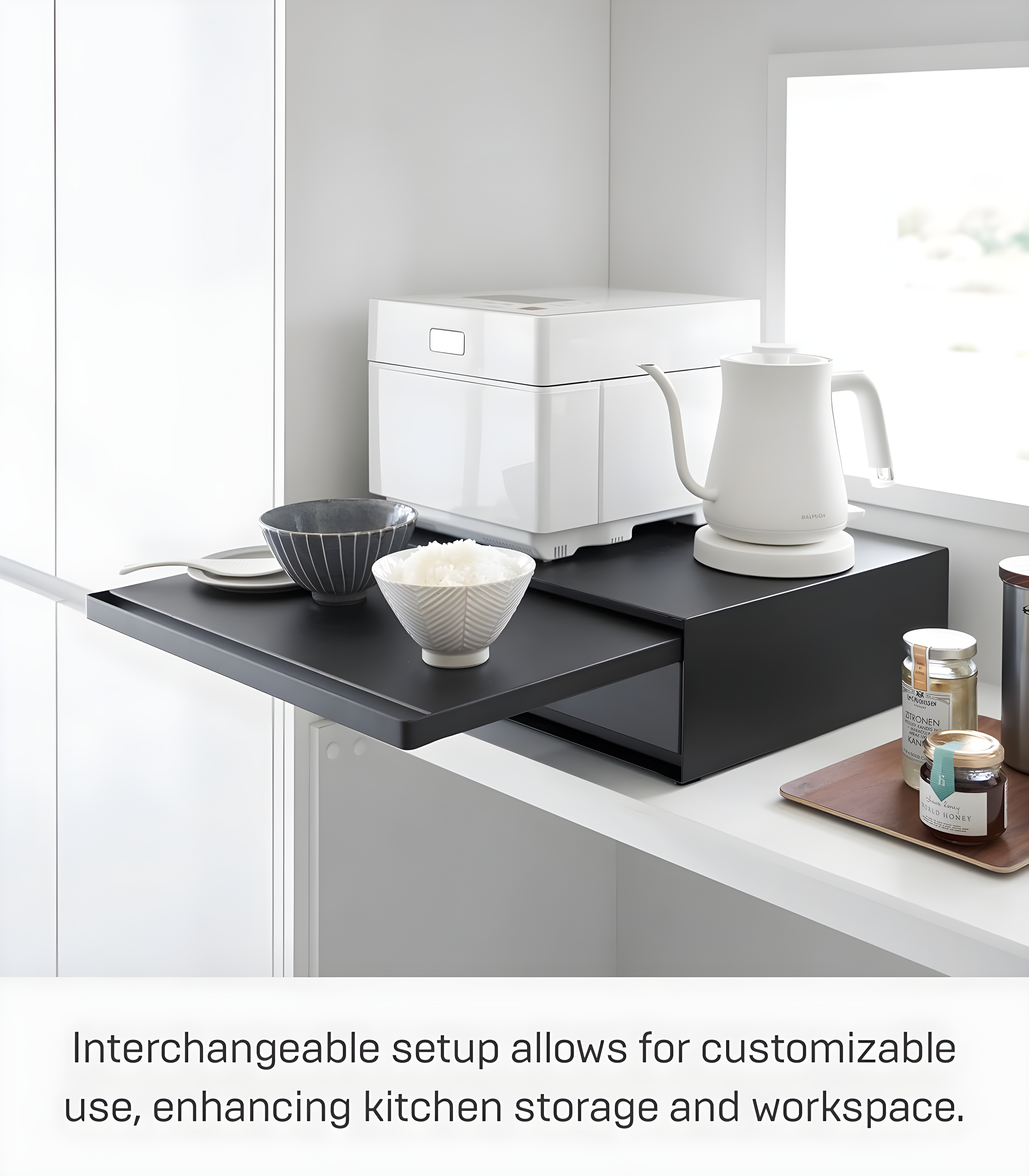 Yamazaki Home Yamazaki Home Countertop Drawer With Pull-Out Shelf, Steel, Holds 37 Lbs