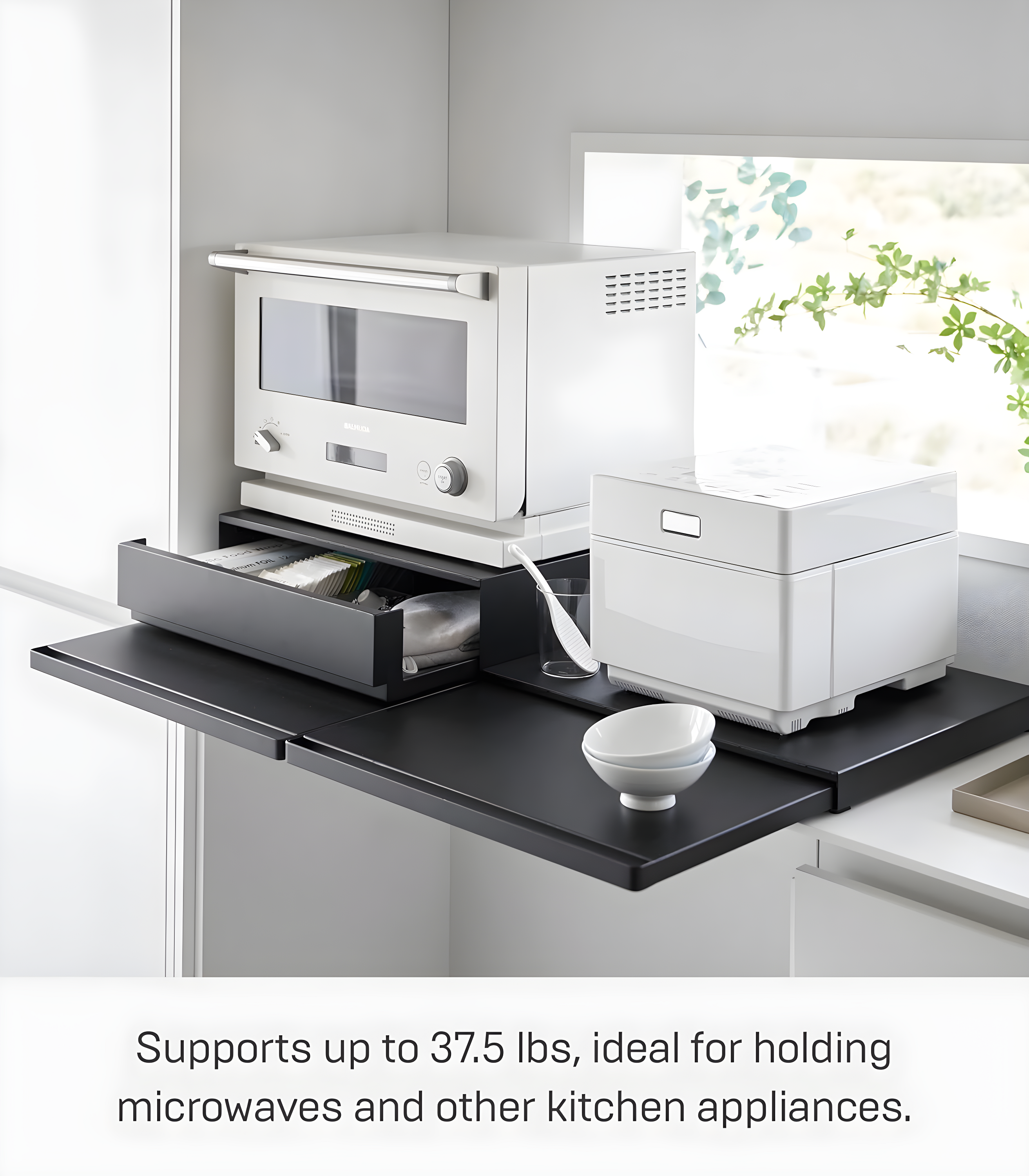 Yamazaki Home Yamazaki Home Countertop Drawer With Pull-Out Shelf, Steel, Holds 37 Lbs