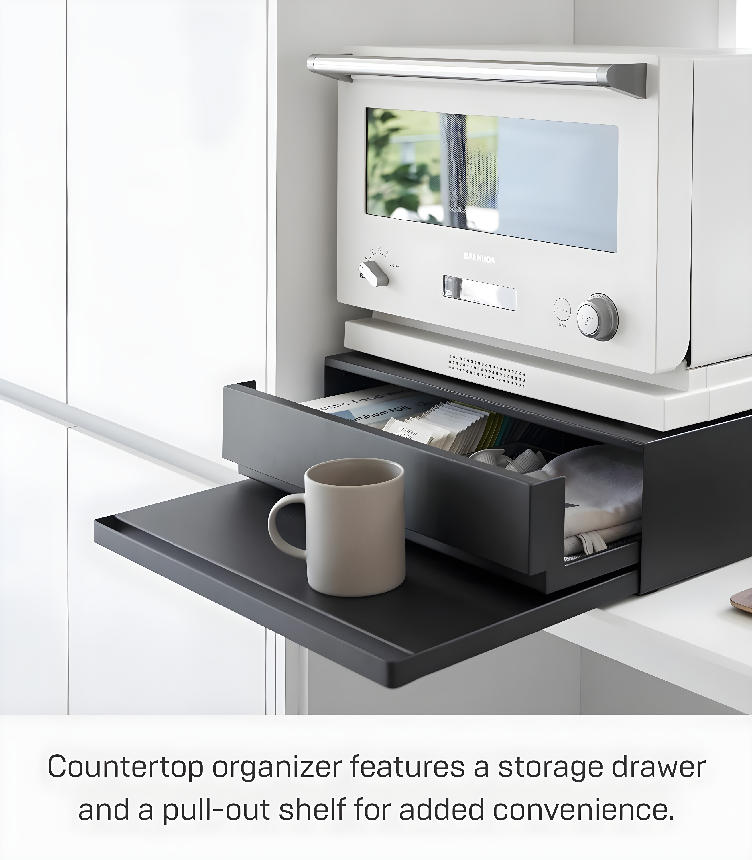 Yamazaki Home Yamazaki Home Countertop Drawer With Pull-Out Shelf, Steel, Holds 37 Lbs