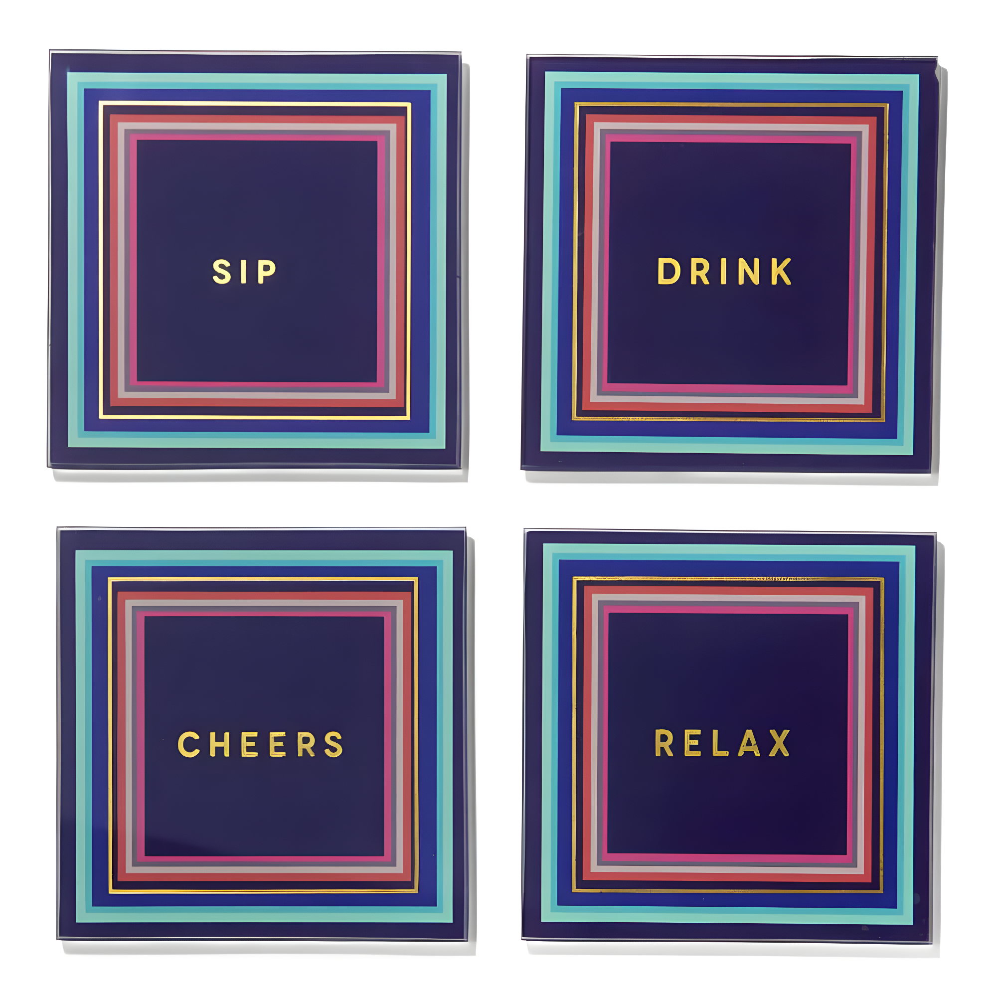 Glass Square 4 Piece Coaster Set