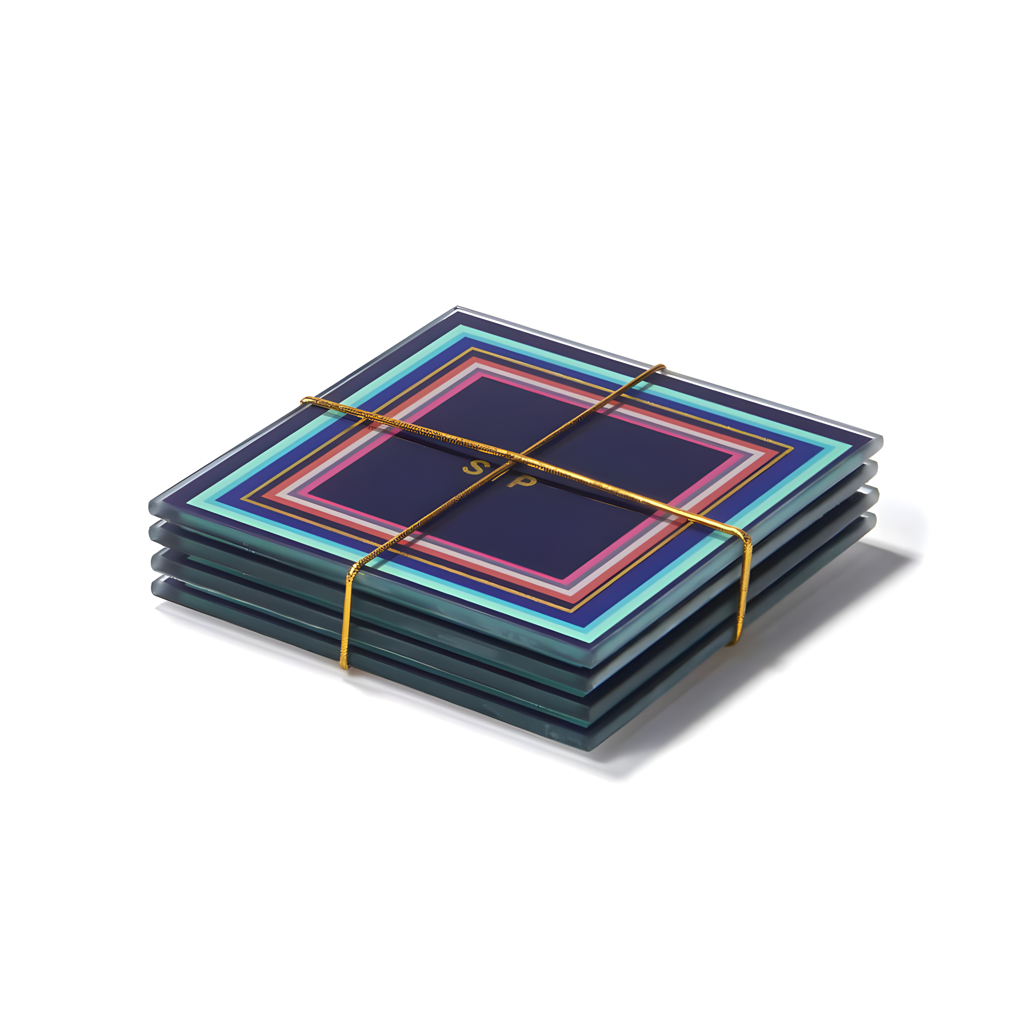 Glass Square 4 Piece Coaster Set