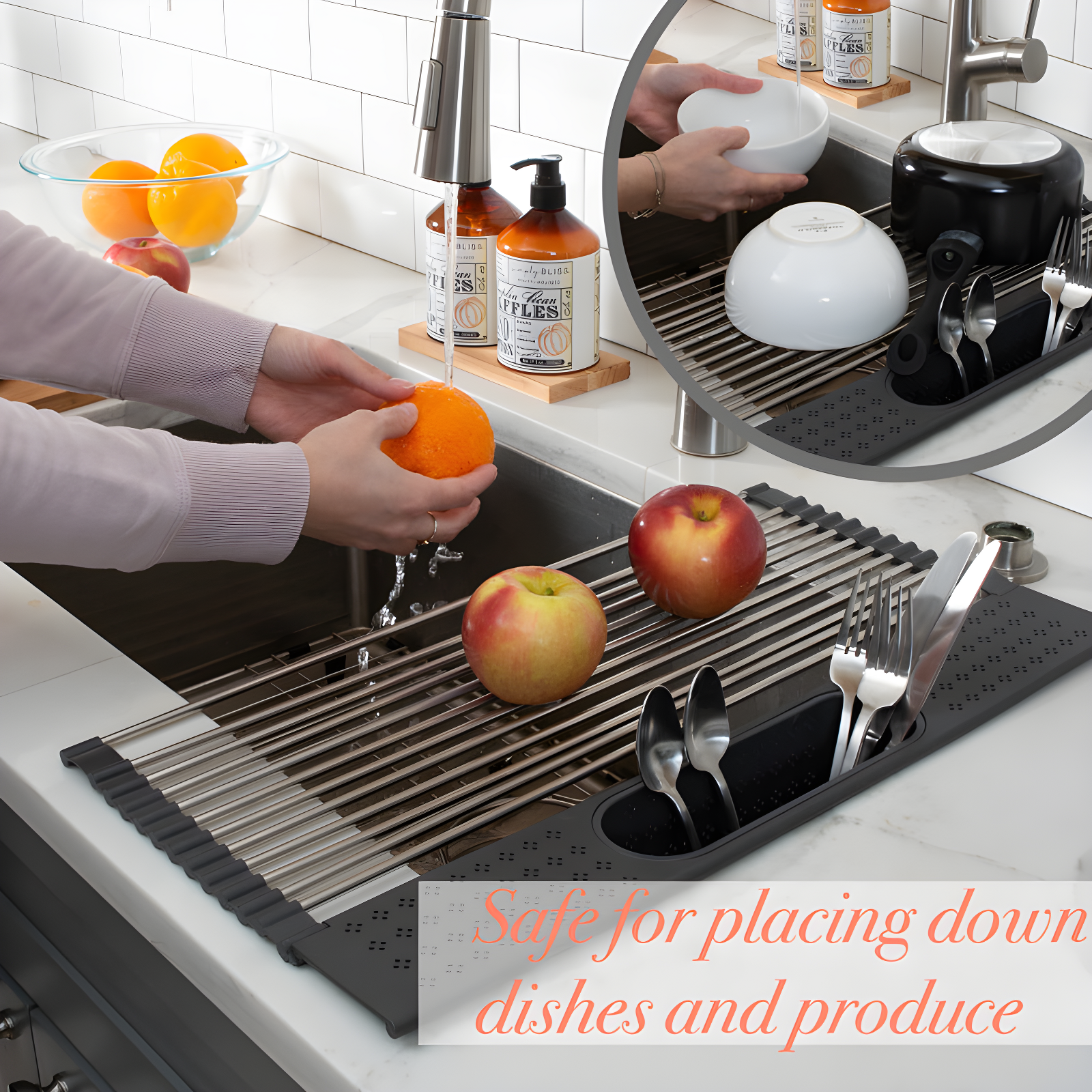 Kitchen Details Adjustable Stainless Steel Over The Sink Dish Rack
