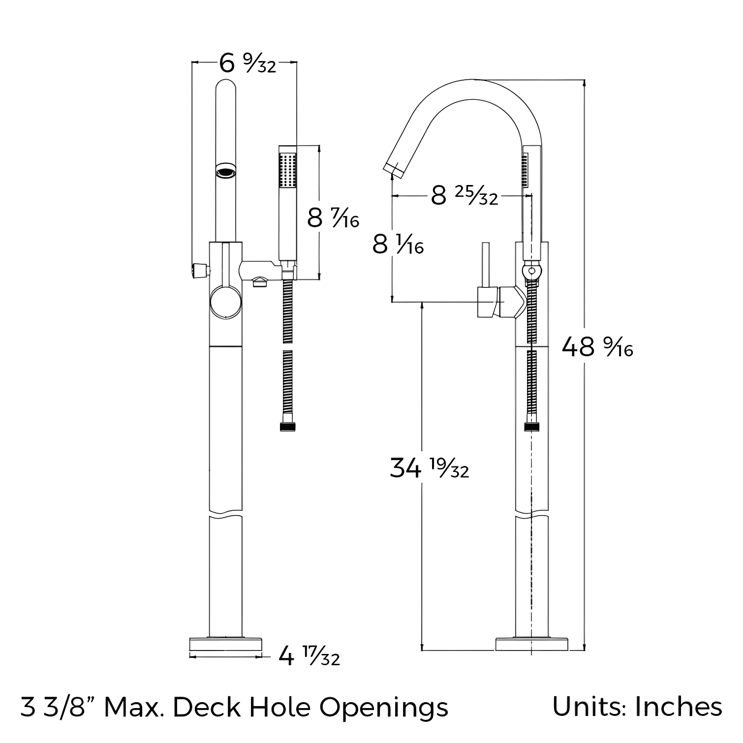 Single Handle Floor Mounted Freestanding Tub Filler Trim