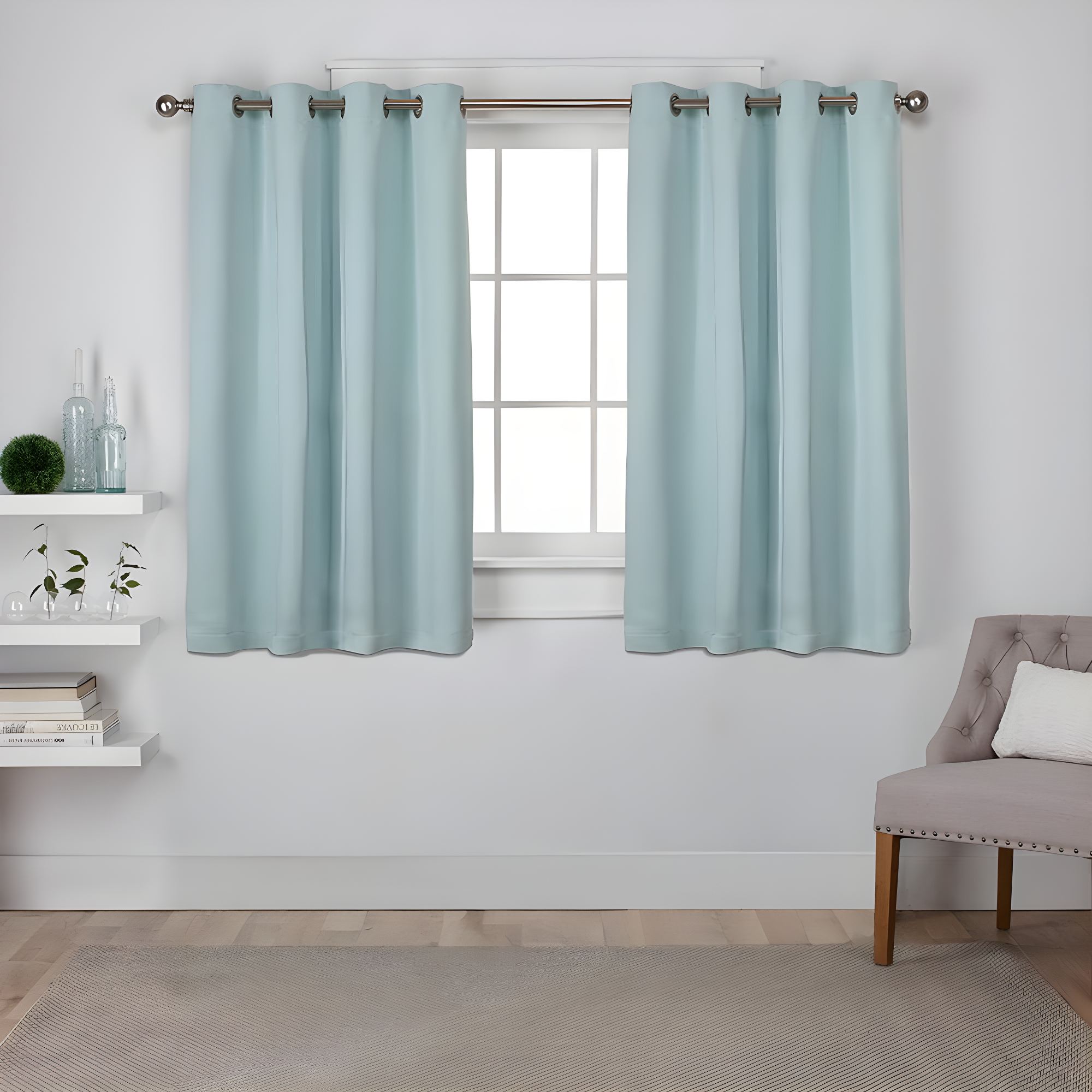 Set of 2 (63"x52") Sateen Twill Weave Insulated Blackout Grommet Top Window Curtain Panels Green - Exclusive Home: Room Darkening Drapes