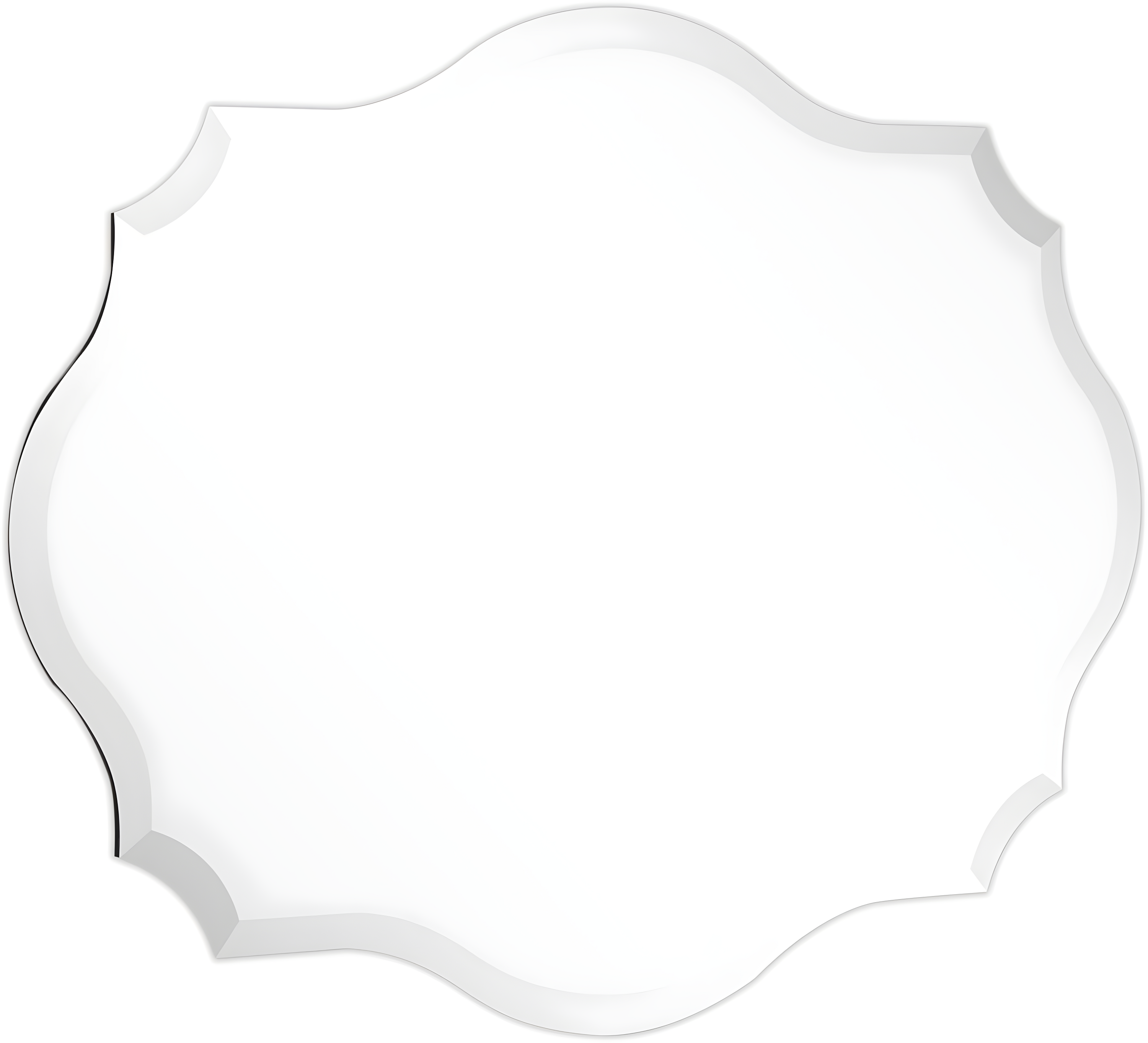 Empire Art Direct  Frameless Beveled Oblong Scalloped Wall Mirror, 24 in. x 32 in.