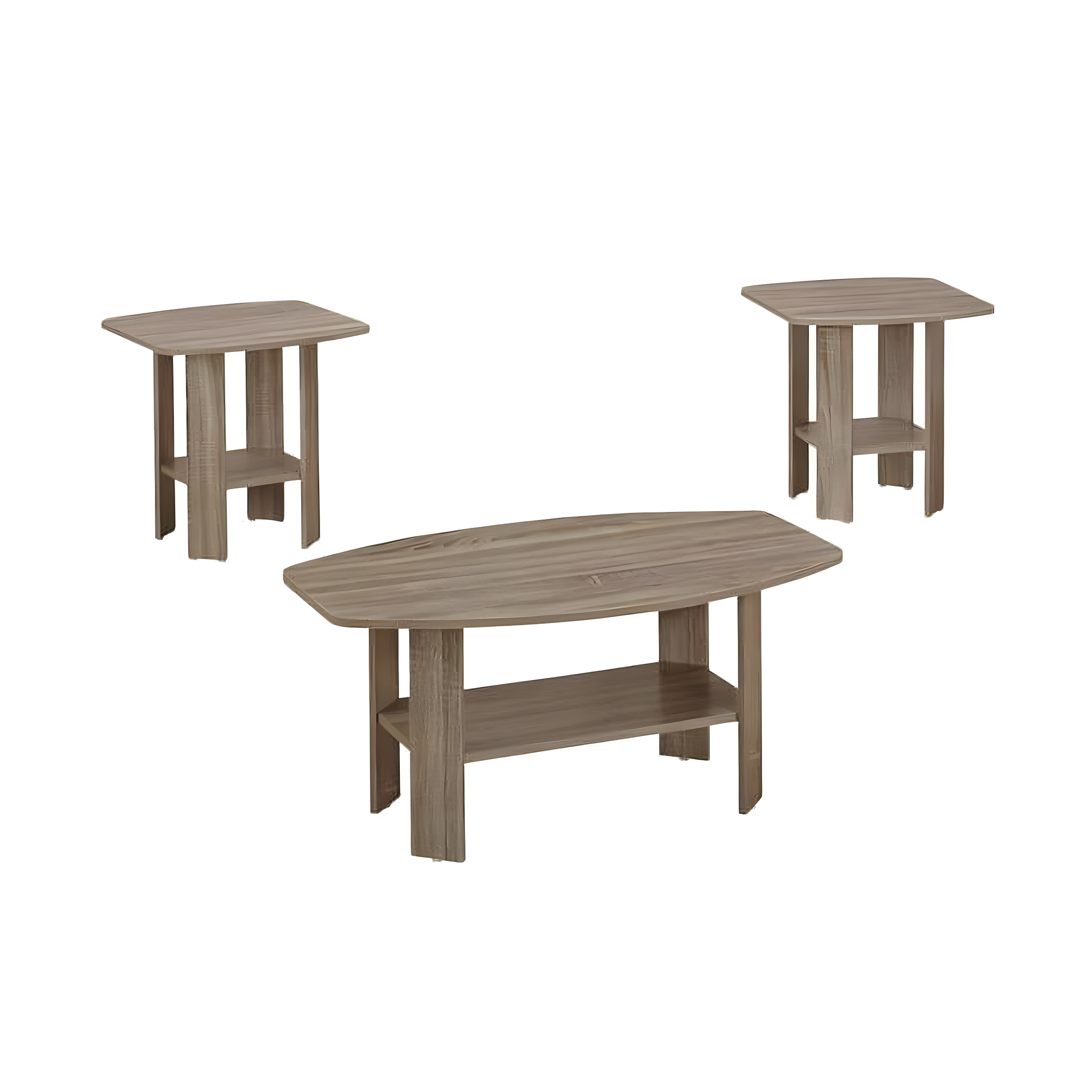 Monarch Specialties Table Set 3Pcs Set Coffee End Side Accent Living Room Laminate Brown Transitional