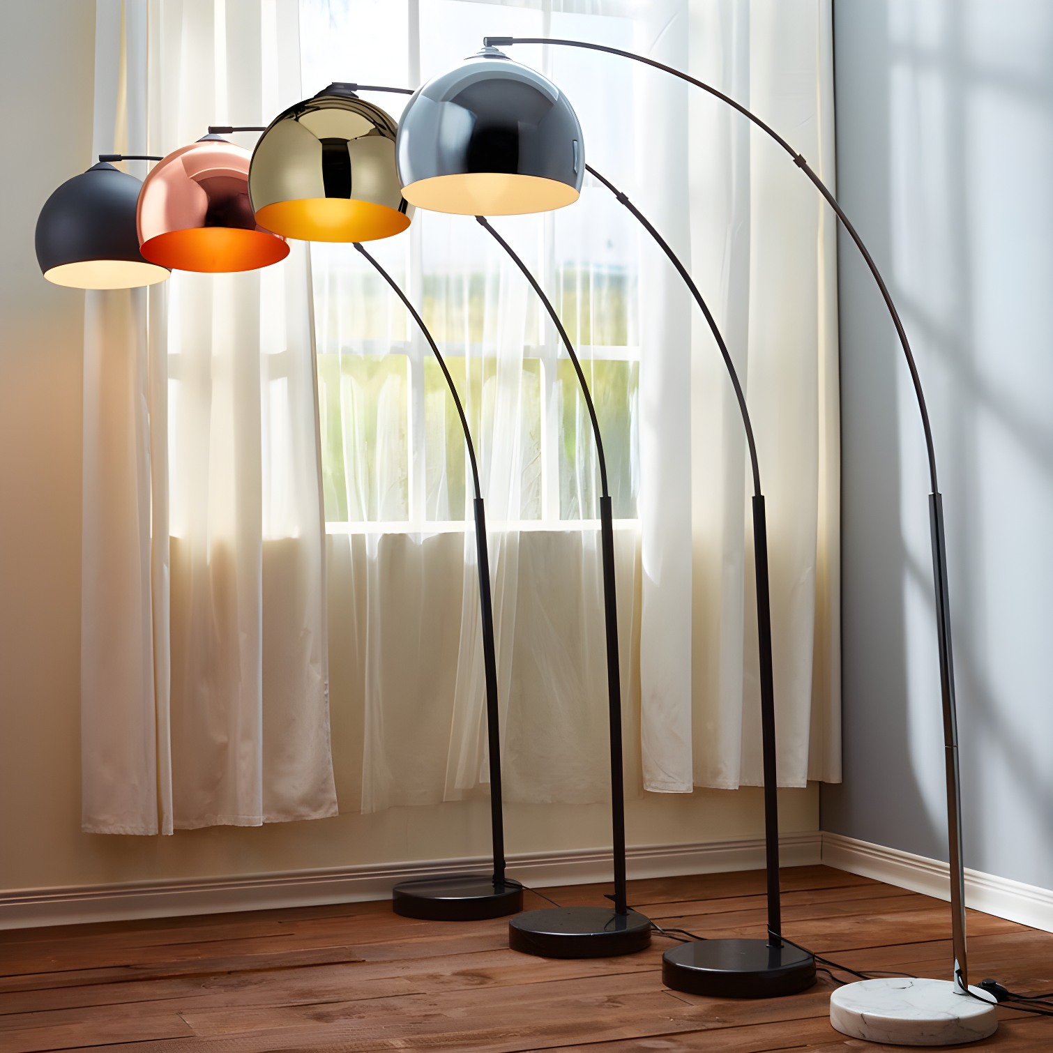 Wrought Studio™ Perlis 66.93" Arc Floor Lamp with Solid Marble Base