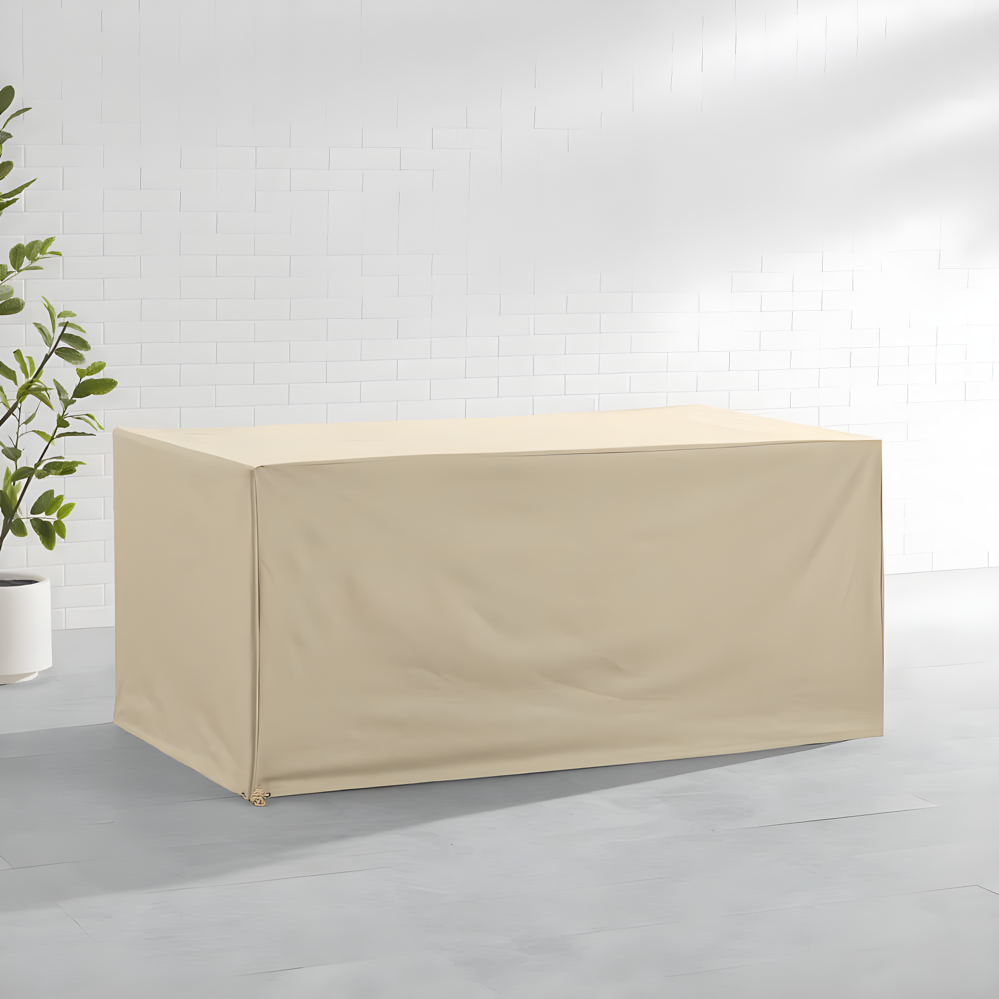 Crosley Furniture Vinyl Outdoor Dining Table Furniture Cover in Tan