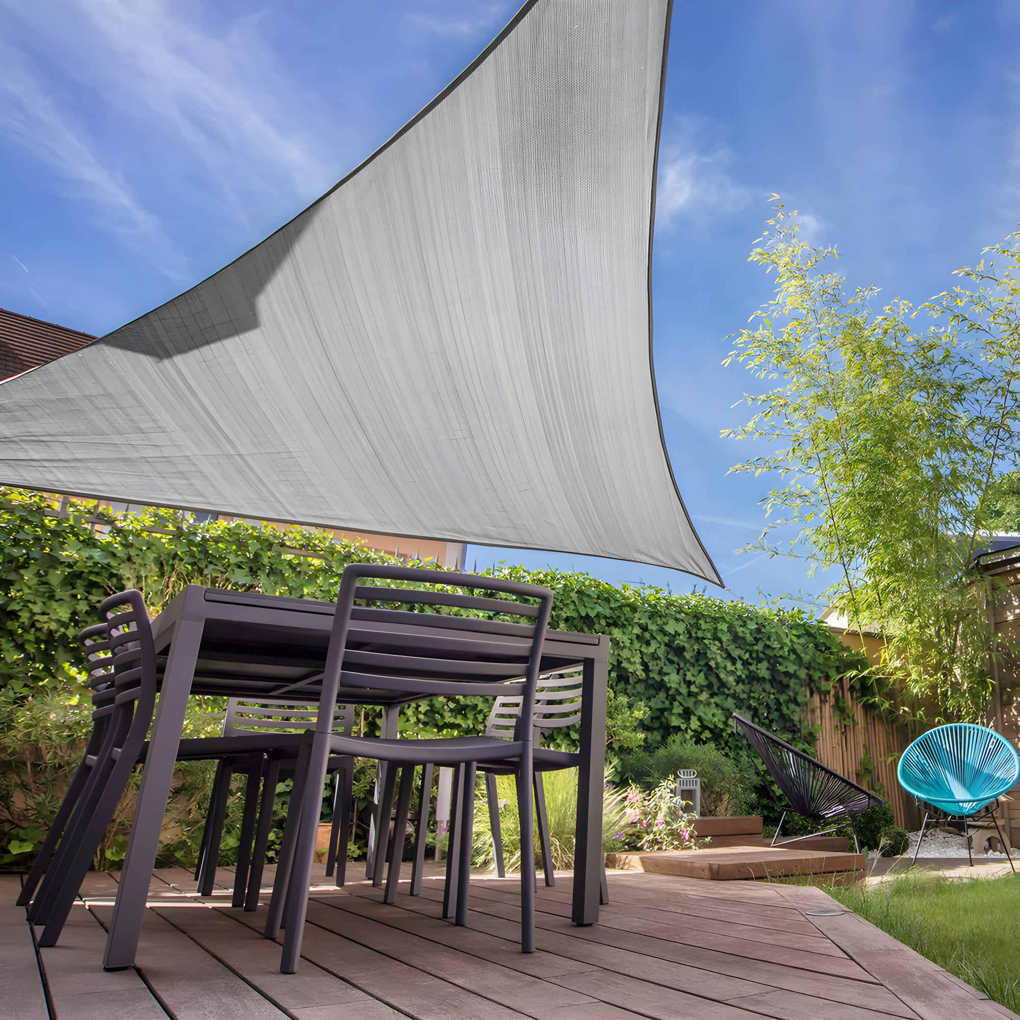 20 ft. x 20 ft. x 20 ft. Grey Triangular SunShade Sail with UV Proof Fabric