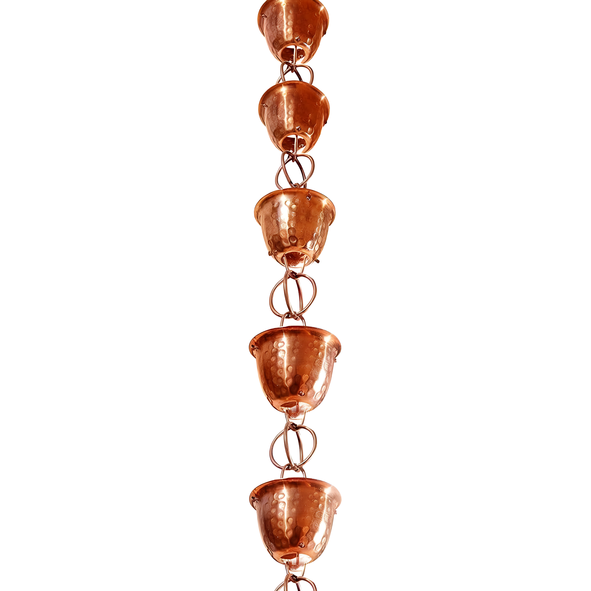 Monarch Rain Chains Pure Copper Hammered Cup Rain Chain Replacement Downspout for Gutters