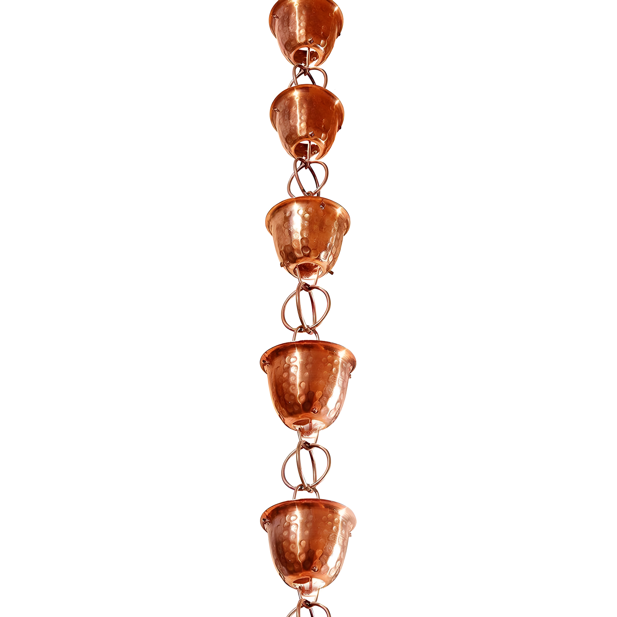 Monarch Rain Chains Pure Copper Hammered Cup Rain Chain Replacement Downspout for Gutters