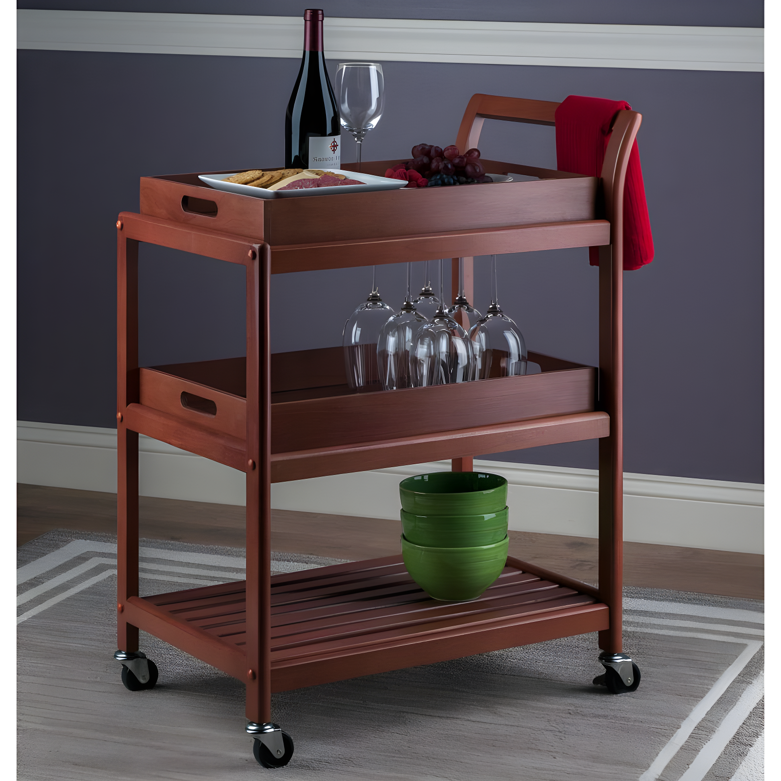 Skyline Decor Albert 33.27'' H x 24.8'' W Utility Cart with Wheels
