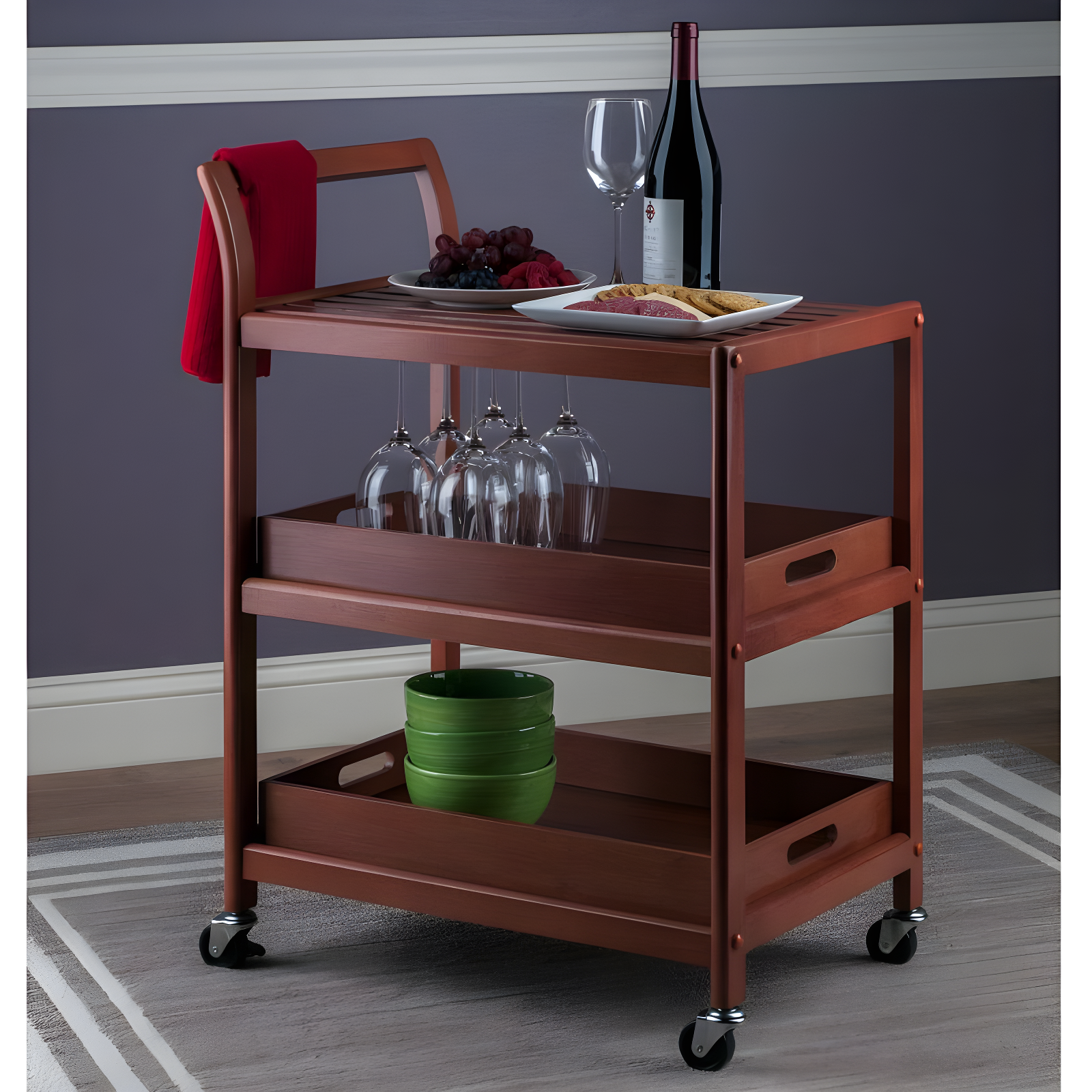 Skyline Decor Albert 33.27'' H x 24.8'' W Utility Cart with Wheels