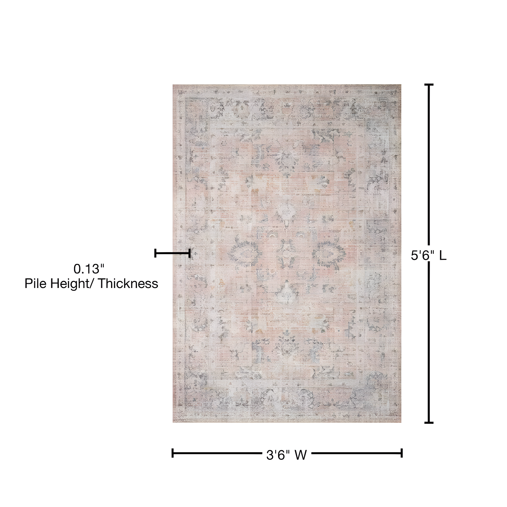 Roze Rug - Blush and Grey / 3'6" x 5'6"
