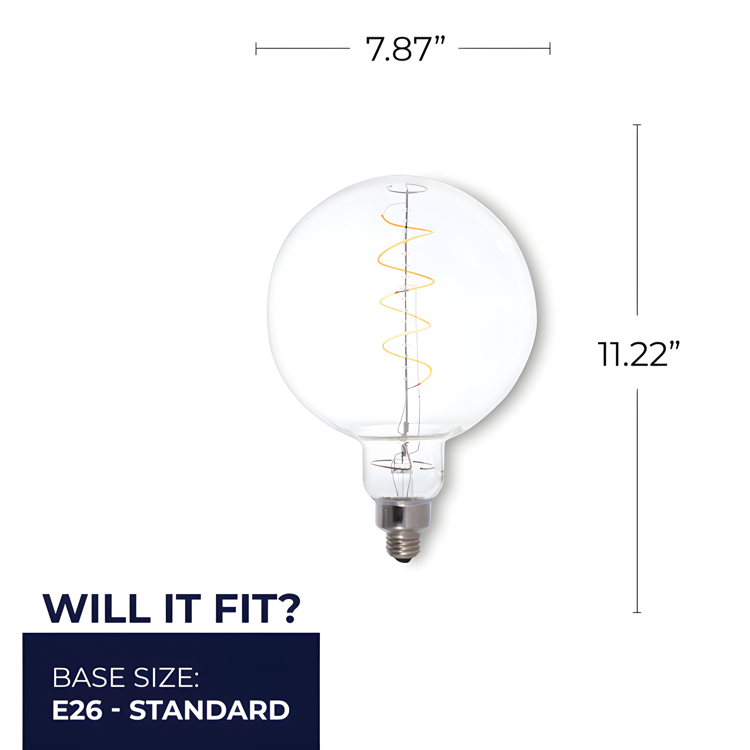 Oversized G63 Clear LED Edison Bulb, 60 Watt Equivalent, E26 Dimmable 2200K
