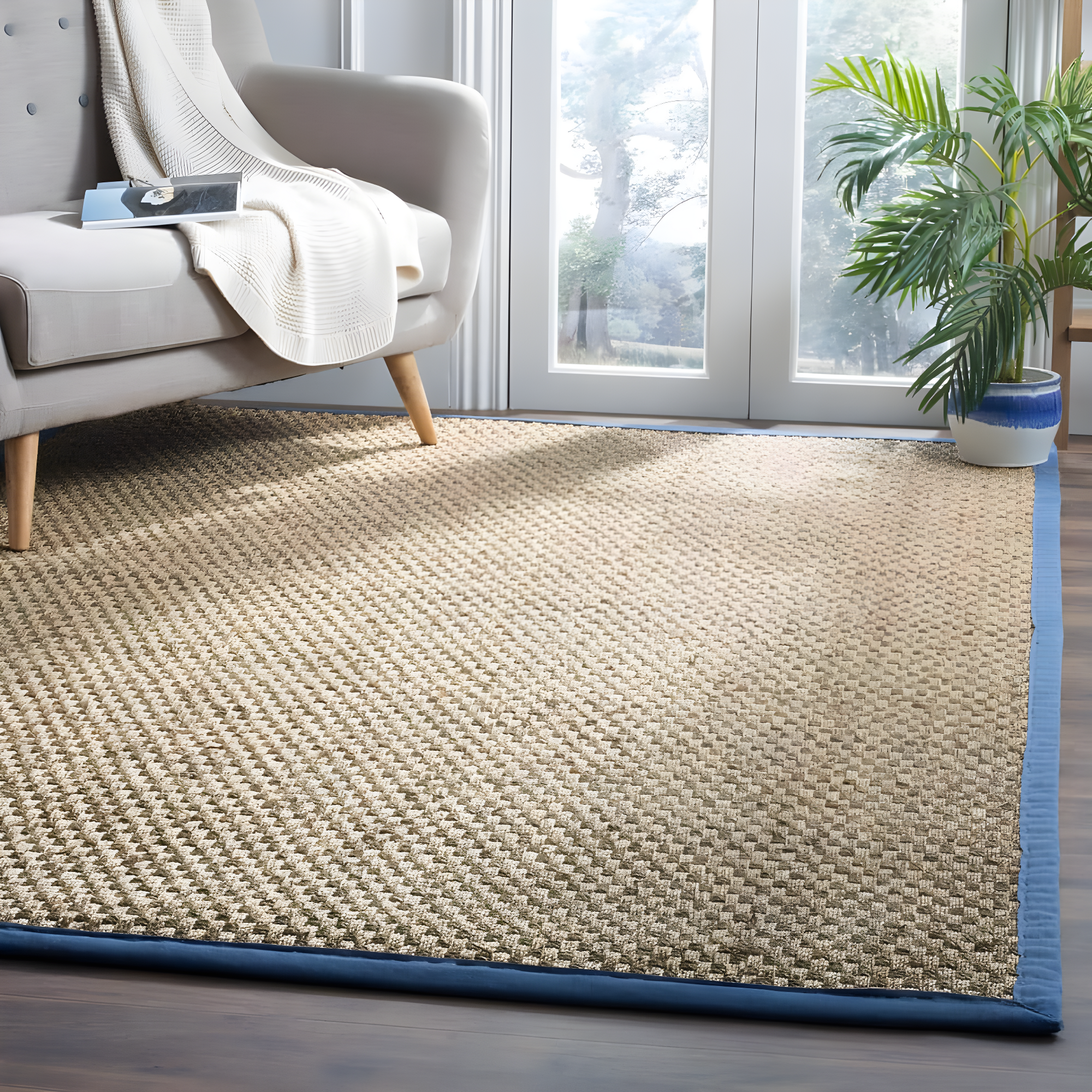 Natural Fiber NF114 Power Loomed Accent Rug - Natural/Navy - 2'3"x4' - Safavieh.