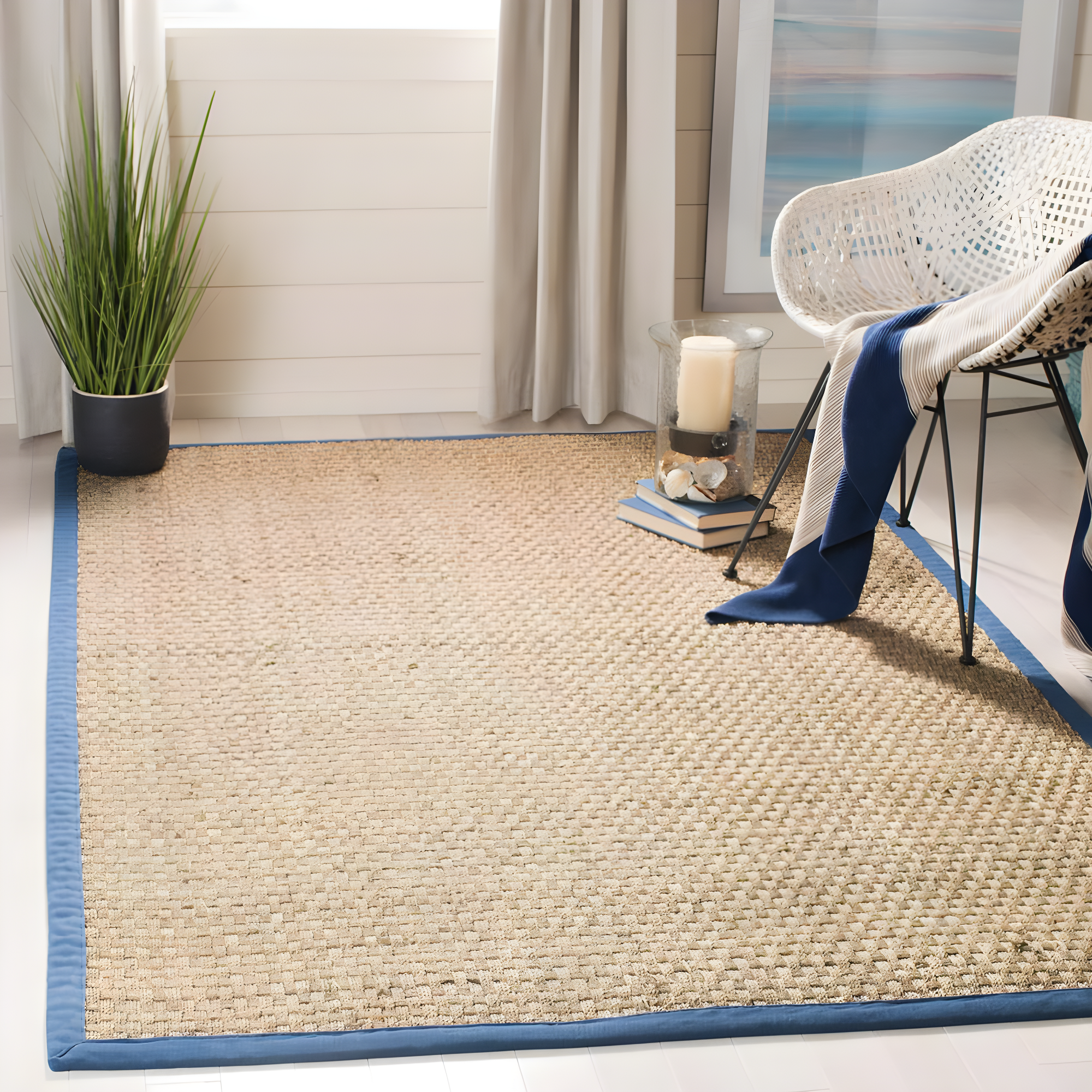 Natural Fiber NF114 Power Loomed Accent Rug - Natural/Navy - 2'3"x4' - Safavieh.