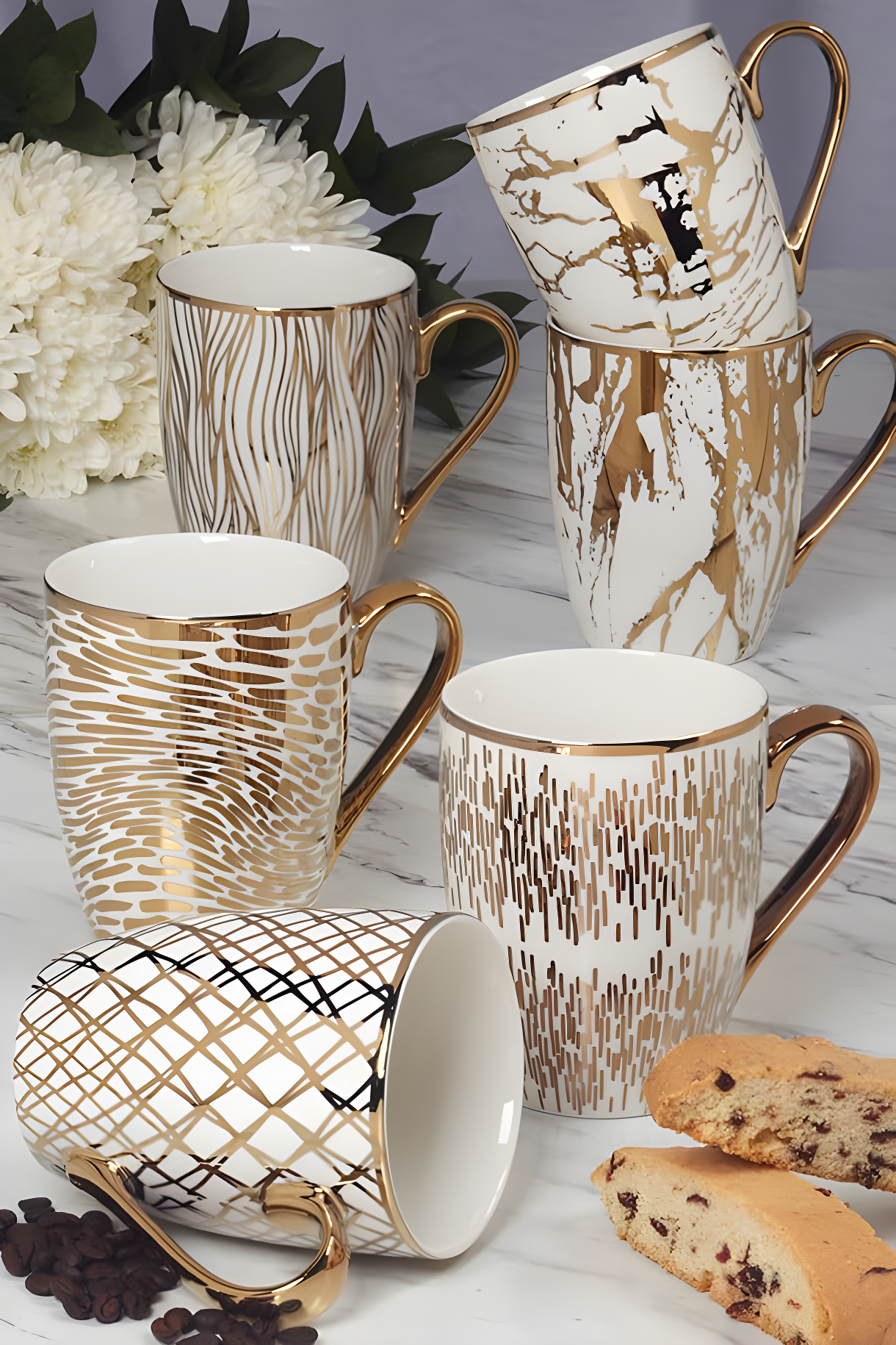 Certified International Set Of 6 Gold Plated Mugs