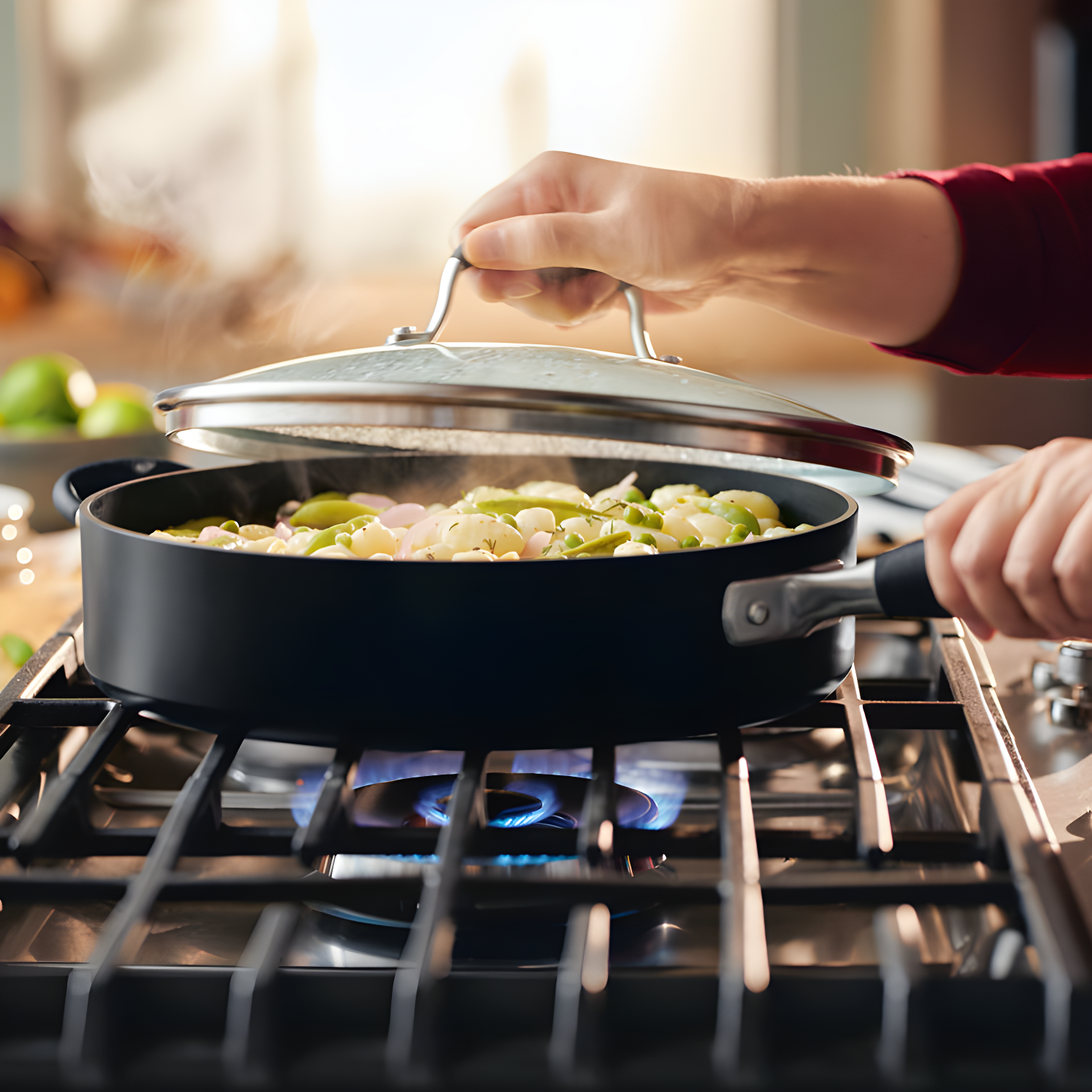 Anolon Advanced Home Hard Anodized Nonstick Sauté Pan with Helper Handle and Lid, 5 Quart