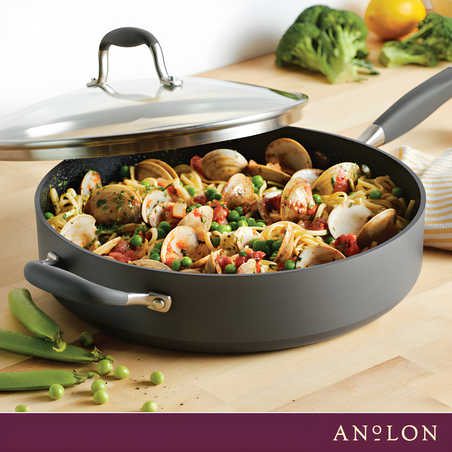 Anolon Advanced Home Hard Anodized Nonstick Sauté Pan with Helper Handle and Lid, 5 Quart