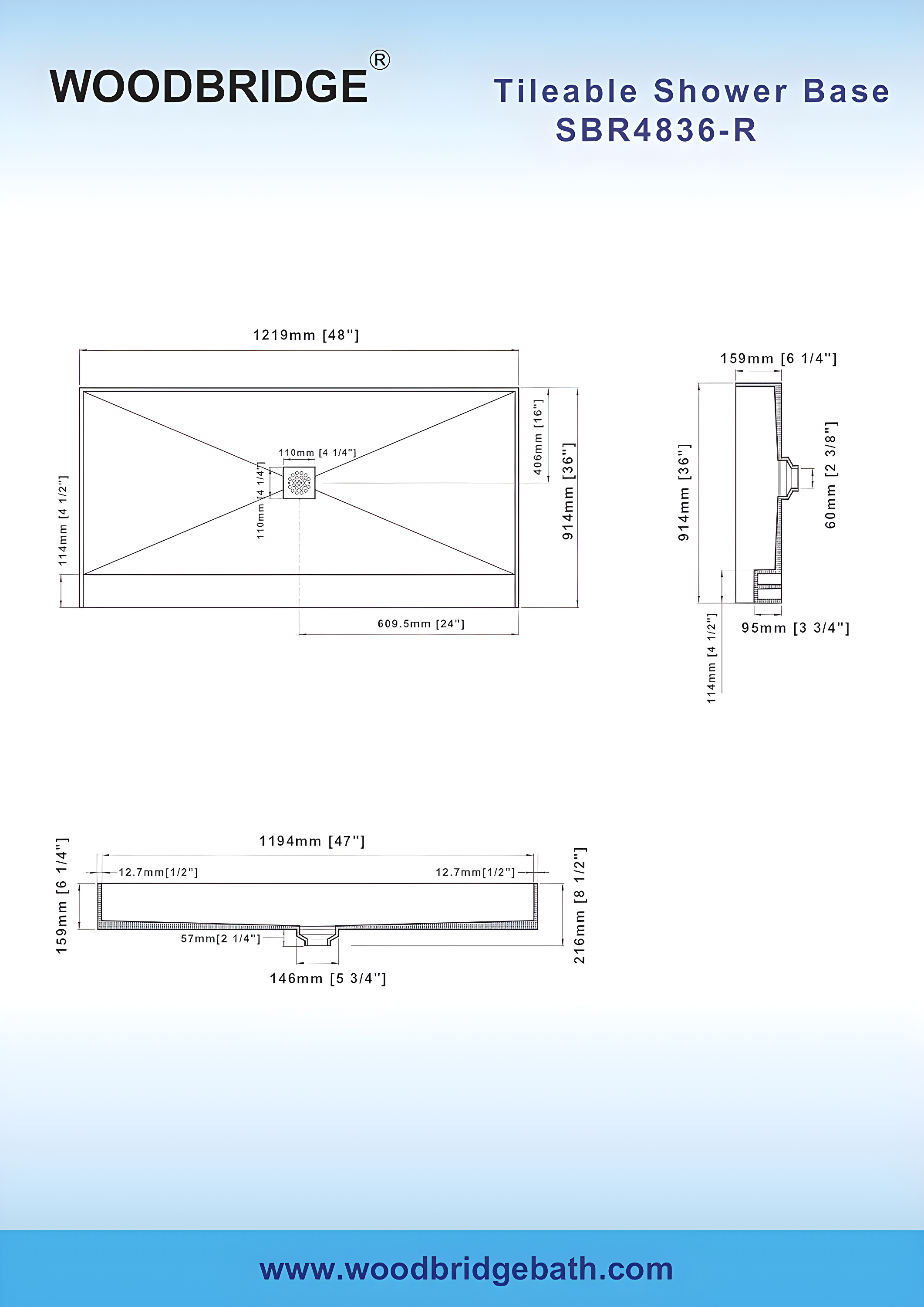 W D Rectangular Shower Base