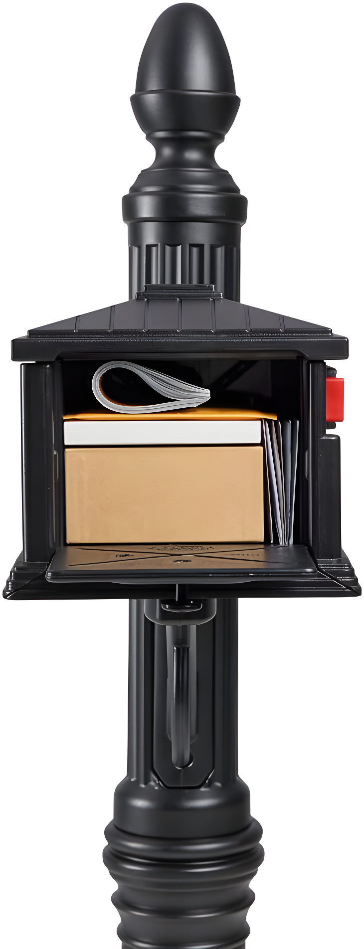 Gibraltar Mailboxes Stratford Decorative Plastic Post Mount Black Mailbox