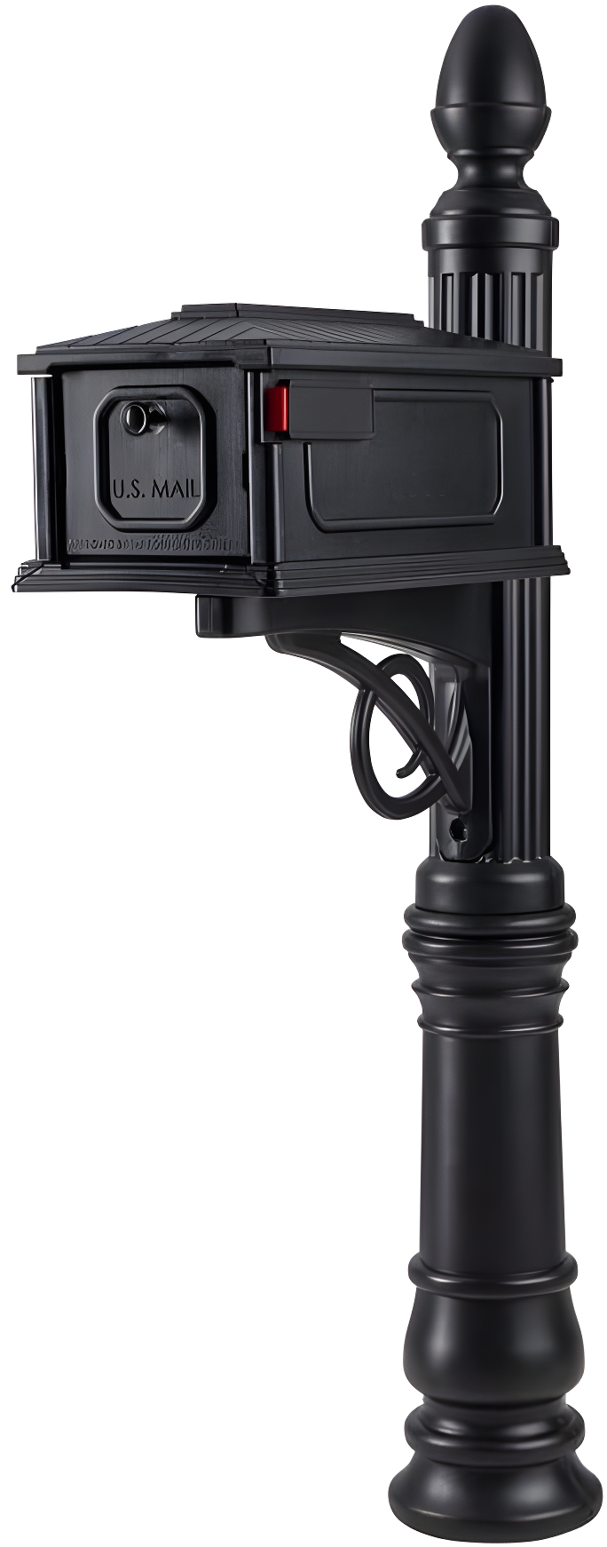 Gibraltar Mailboxes Stratford Decorative Plastic Post Mount Black Mailbox