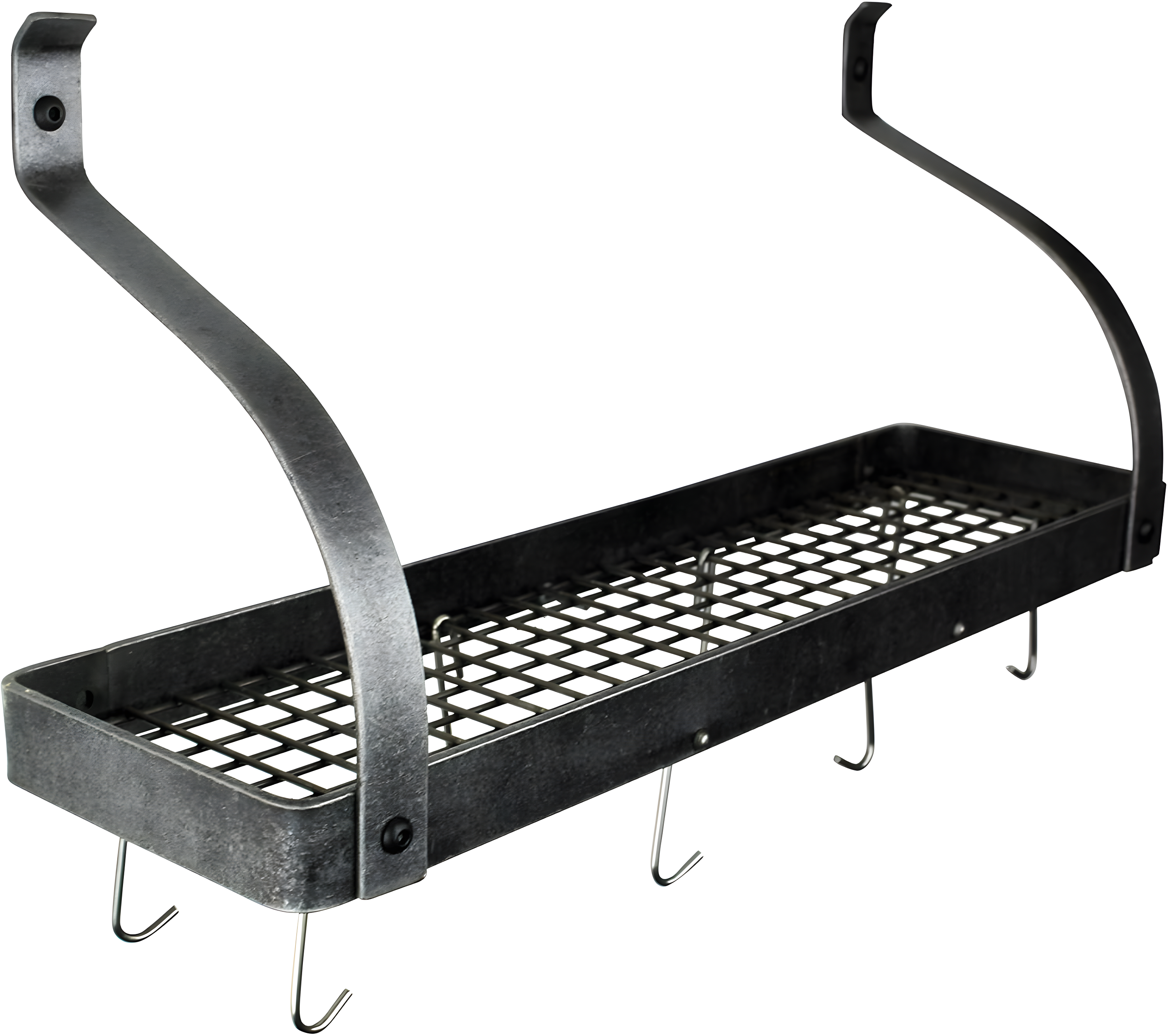 Handcrafted Gourmet Bookshelf Wall Rack with Curved Arms & 12 Hooks
