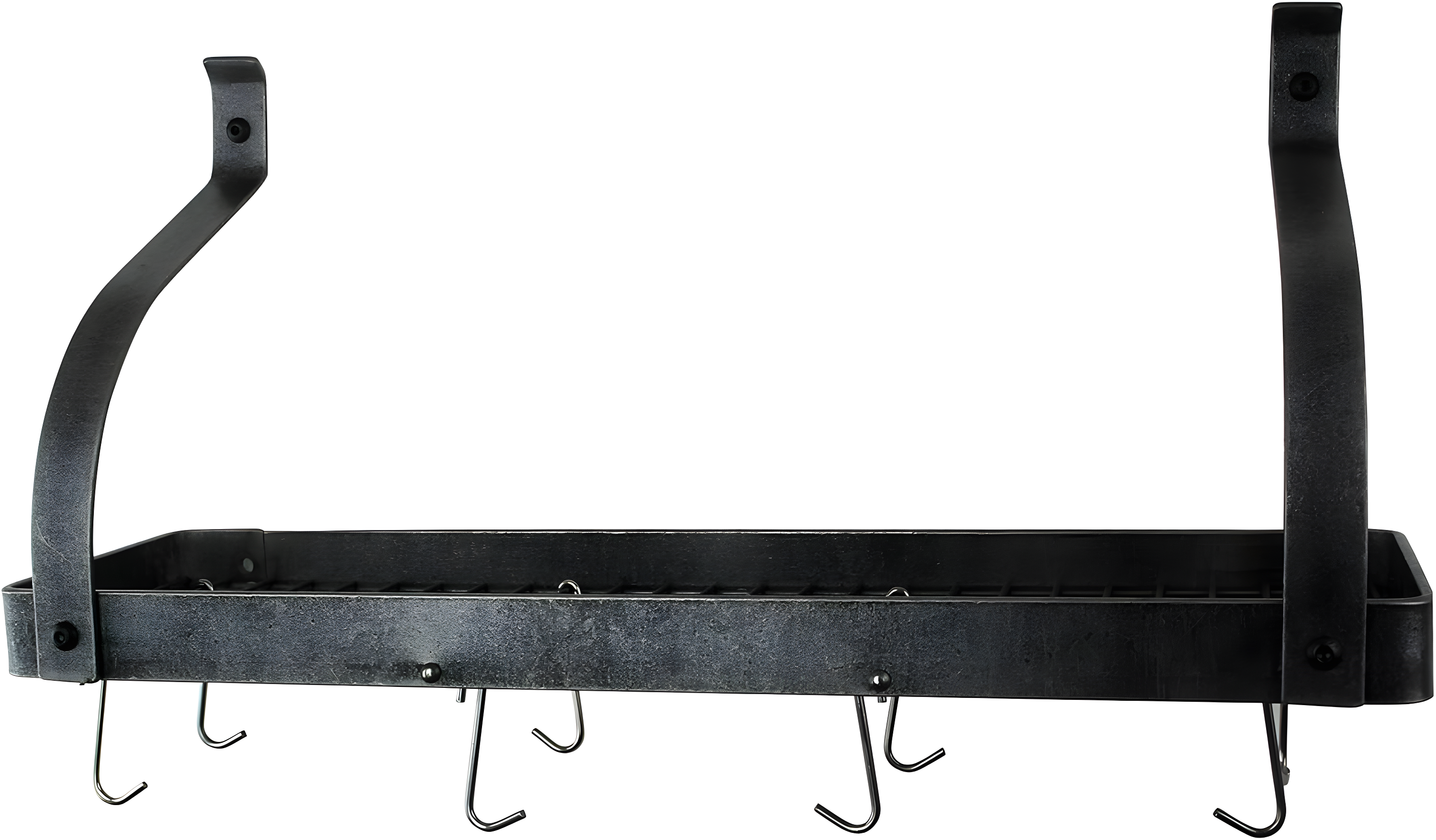 Handcrafted Gourmet Bookshelf Wall Rack with Curved Arms & 12 Hooks