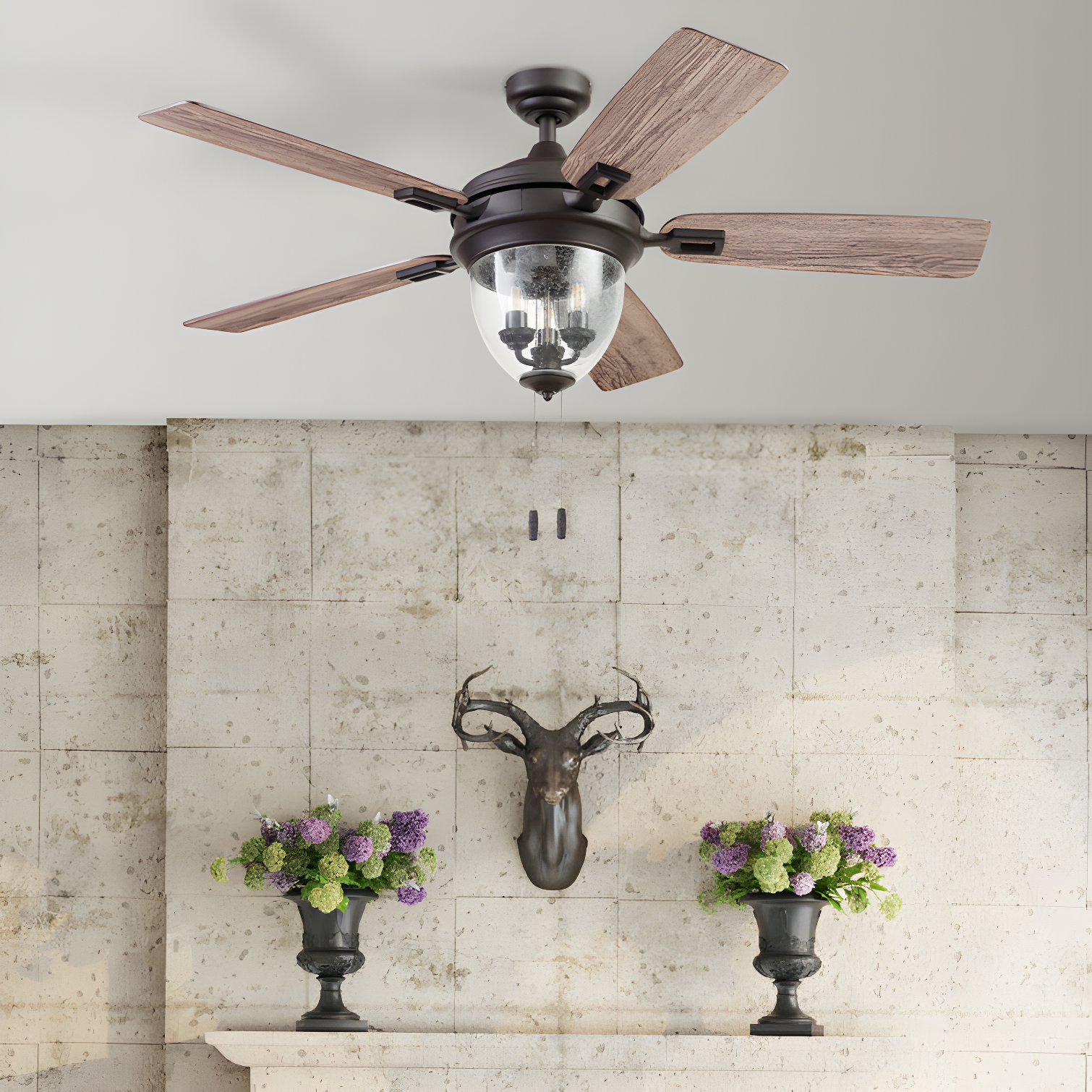 52" Glencrest 5 - Blade Standard Ceiling Fan with Pull Chain and Light Kit Included