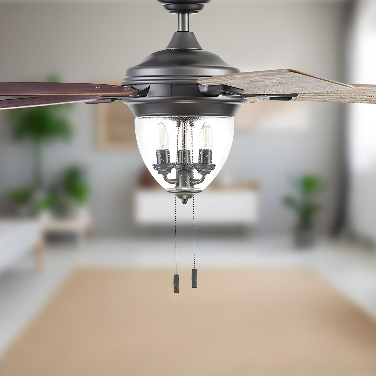 52" Glencrest 5 - Blade Standard Ceiling Fan with Pull Chain and Light Kit Included