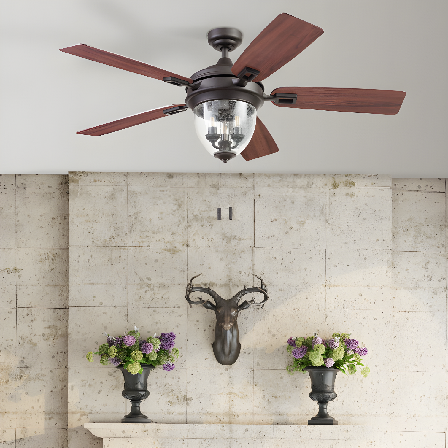 52" Glencrest 5 - Blade Standard Ceiling Fan with Pull Chain and Light Kit Included