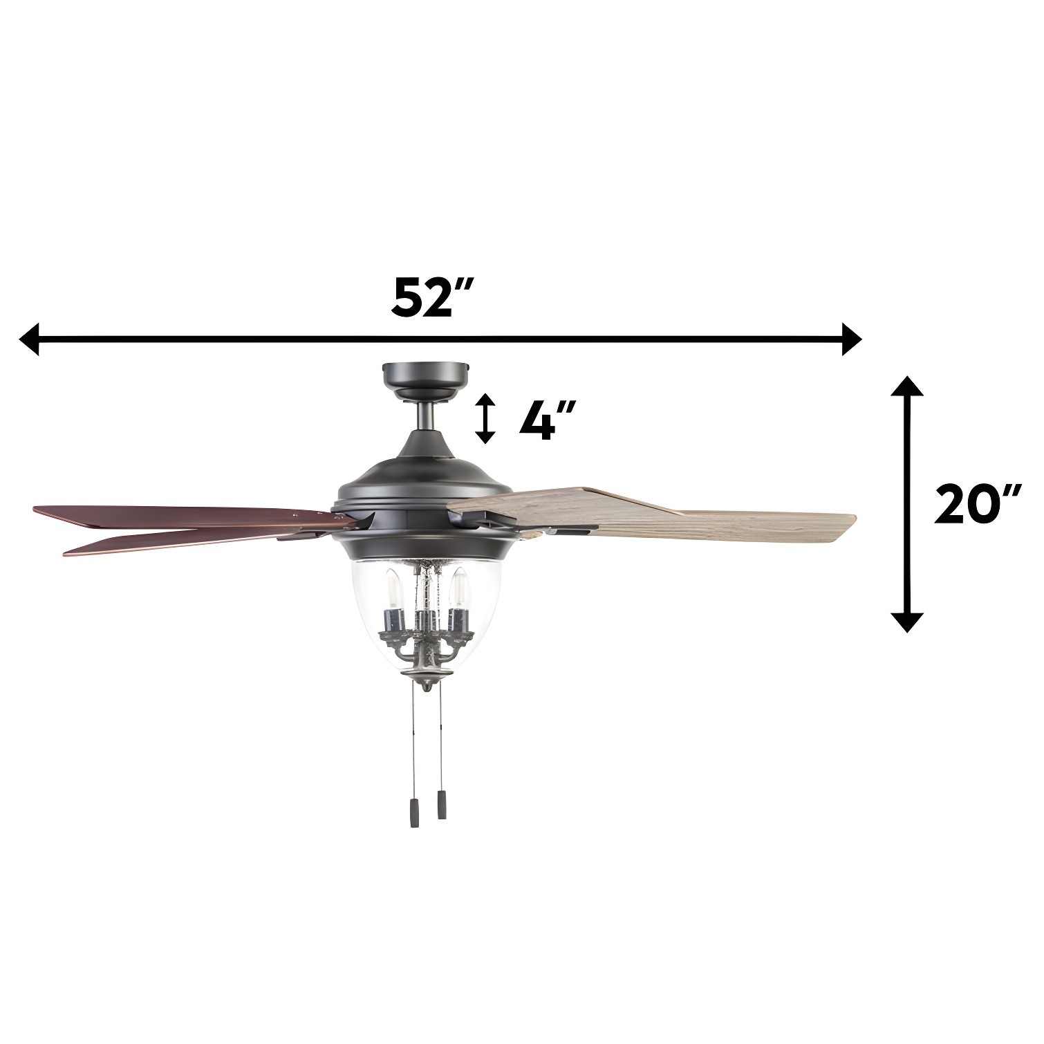 52" Glencrest 5 - Blade Standard Ceiling Fan with Pull Chain and Light Kit Included