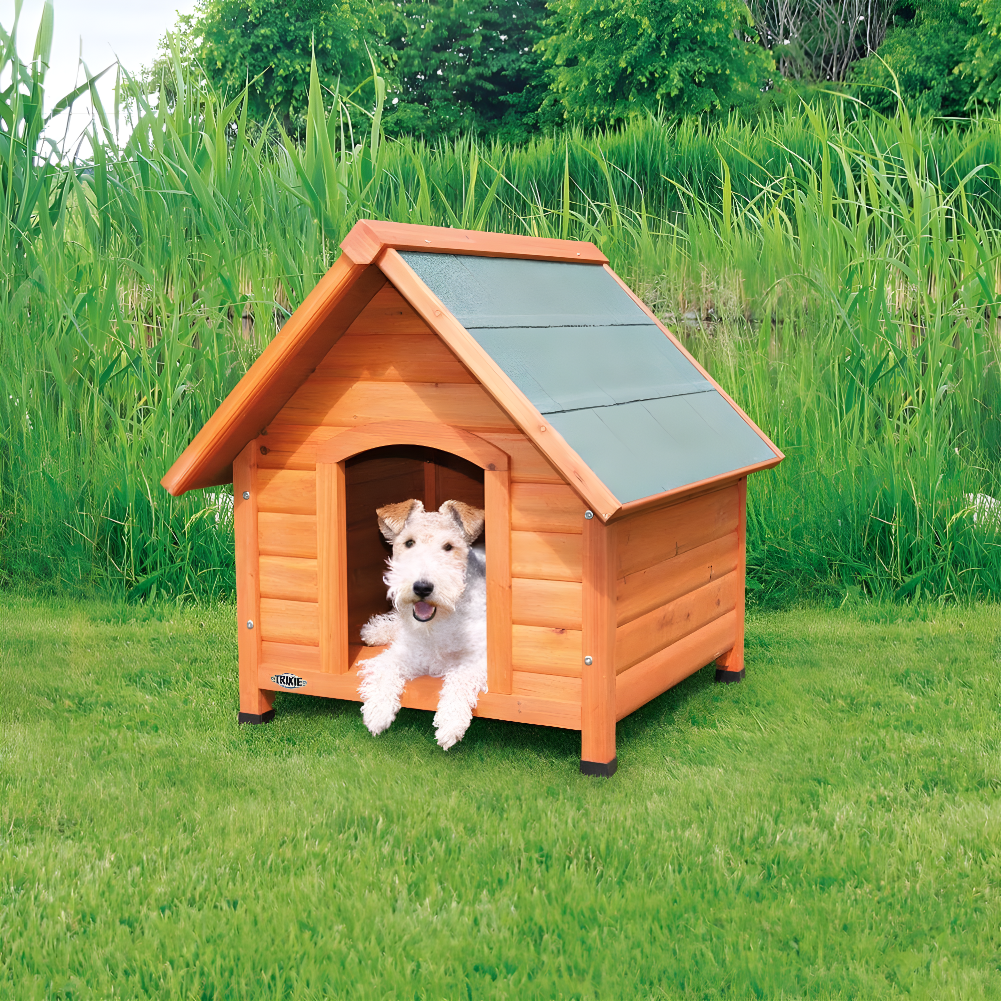 TRIXIE TRIXIE Weatherproof Outdoor Cottage Dog House, Elevated Floor, Peaked Roof