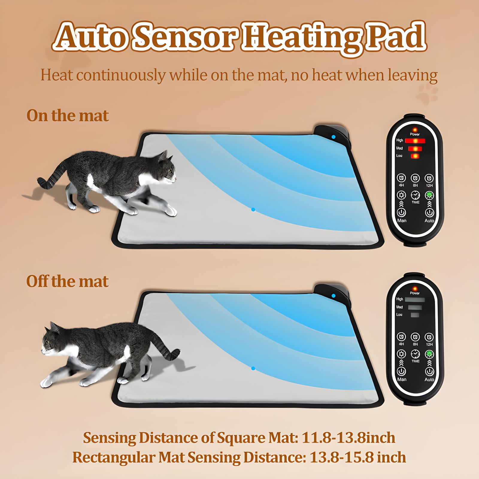 Archie & Oscar™ Cat Heating Pad & Dog Heating Pad, Jim Timer and Jim Level Temperature Smart Sensor Electric Pet Heating Pad with Chew Resistant Cord, Indoor Outdoor Warm Heated Bed for Dogs Cats -17.7x17.7
