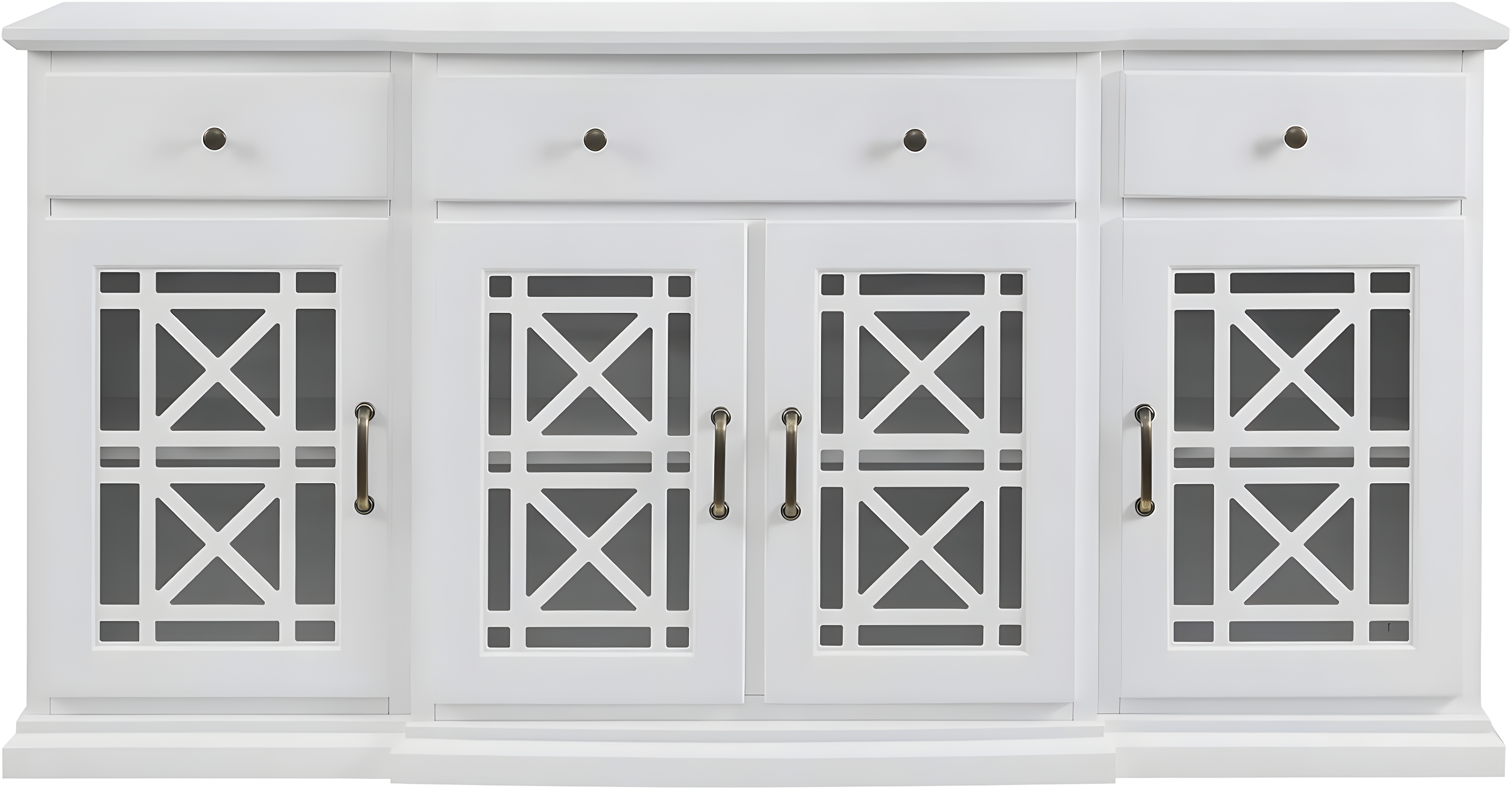 Walker Edison Traditional Fretwork TV Stand, White